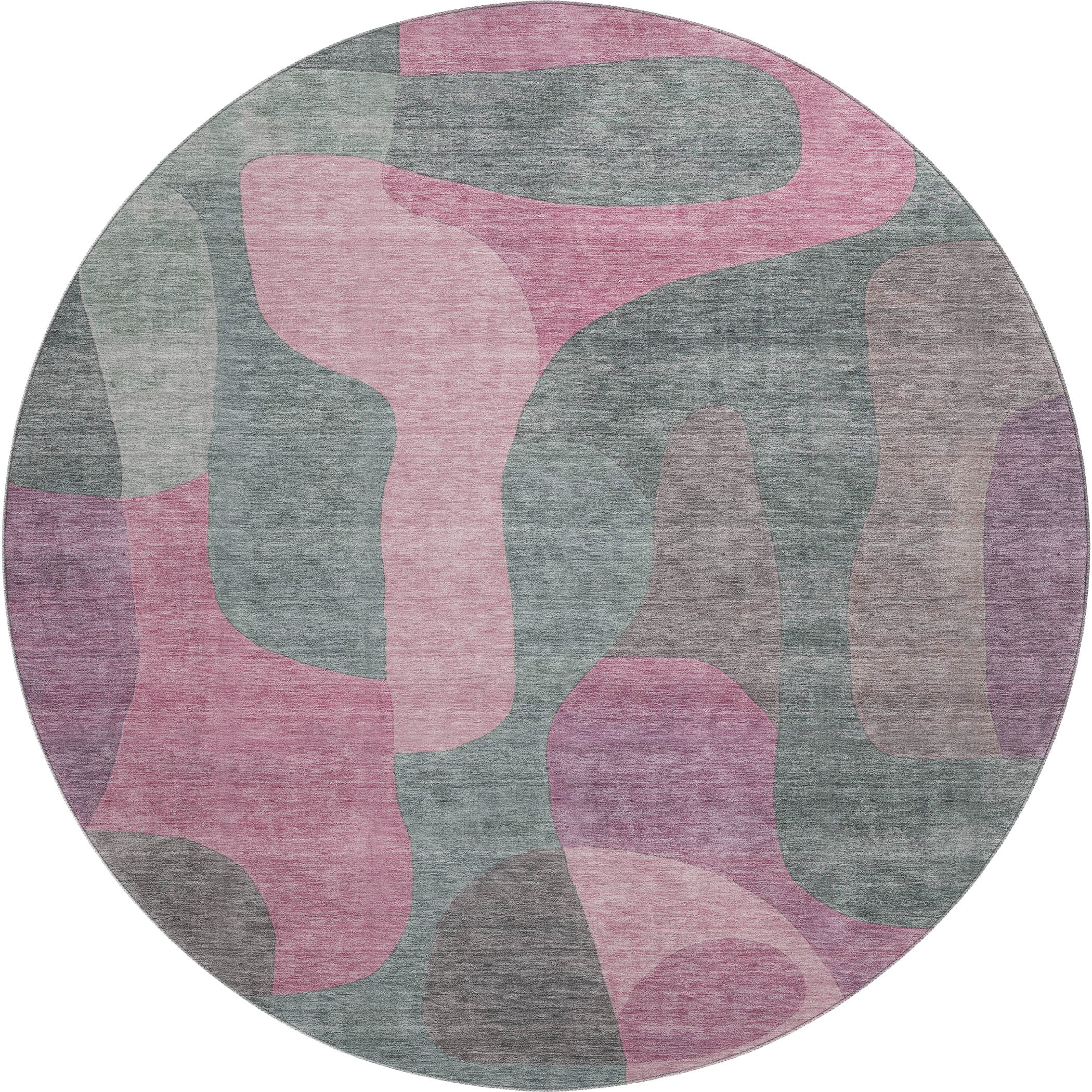 Bangkok Machine Washable Transitional Blush Pink Rug 8' x 8' #shape_Round