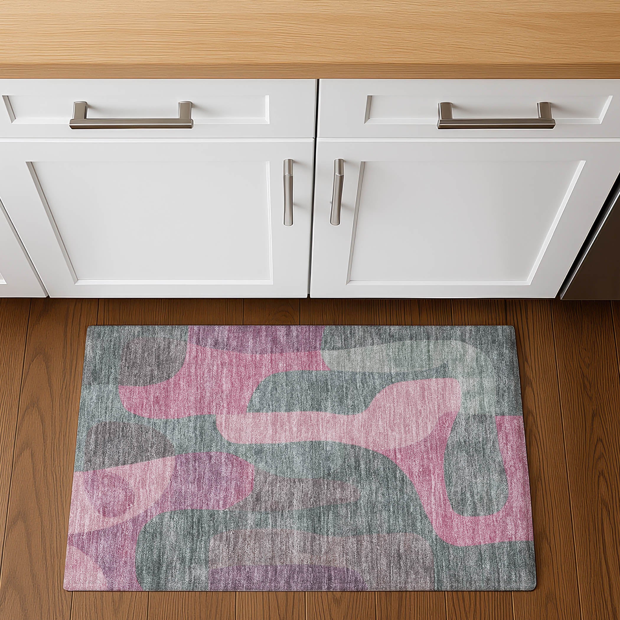 Bangkok Machine Washable Transitional Blush Pink Rug 1'8" x 2'6" #shape_Rectangle