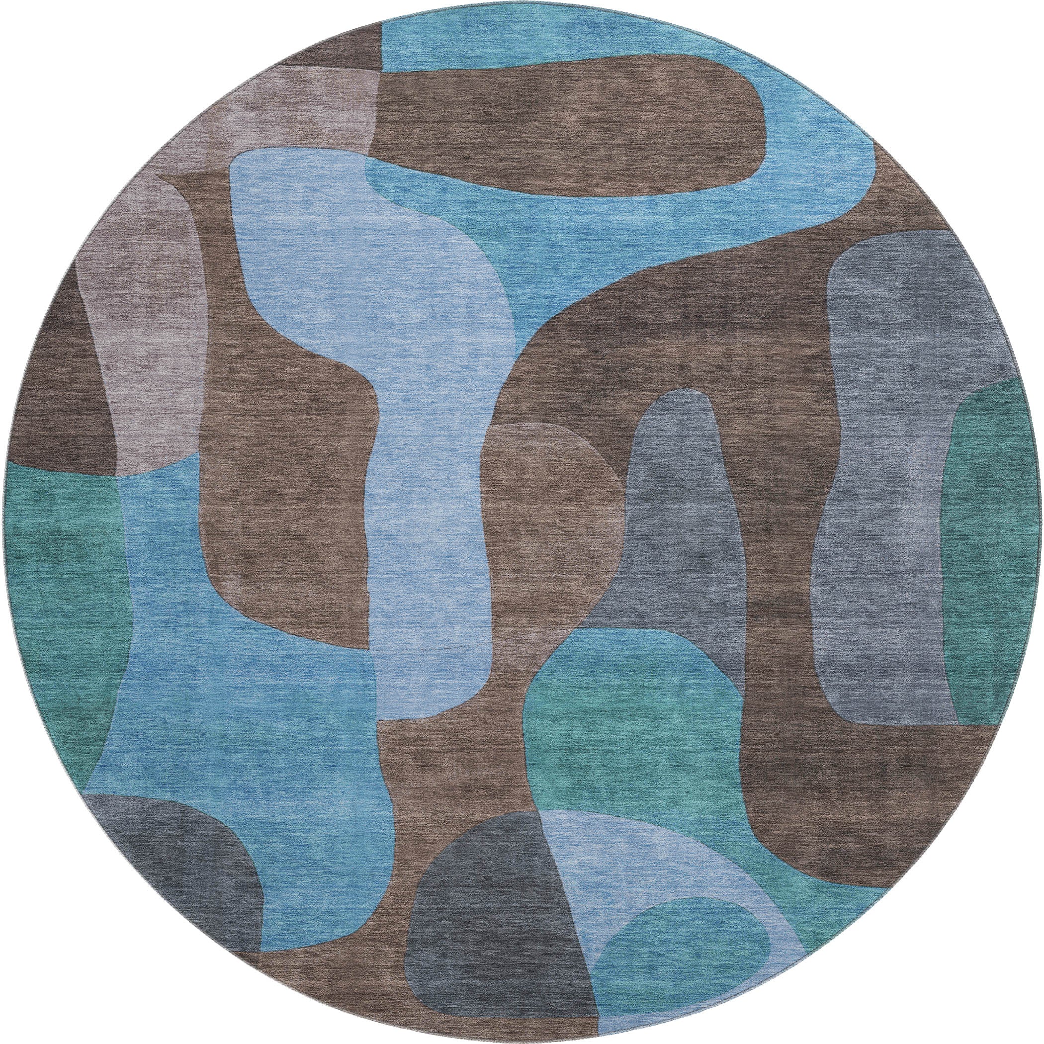 Bangkok Machine Washable Transitional Brown Rug 8' x 8' #shape_Round