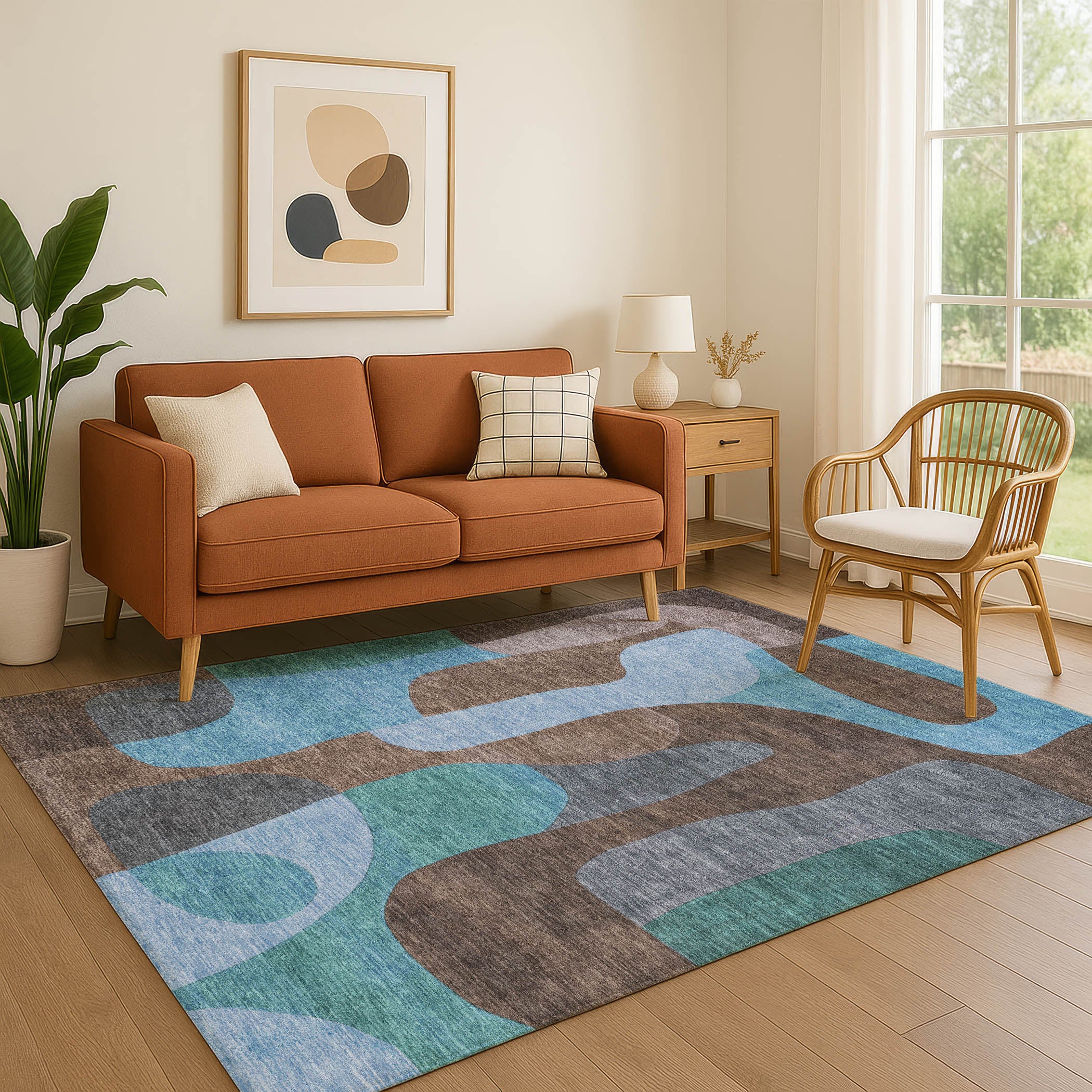 Bangkok Machine Washable Transitional Brown Rug 2'6" x 3'10" #shape_Rectangle