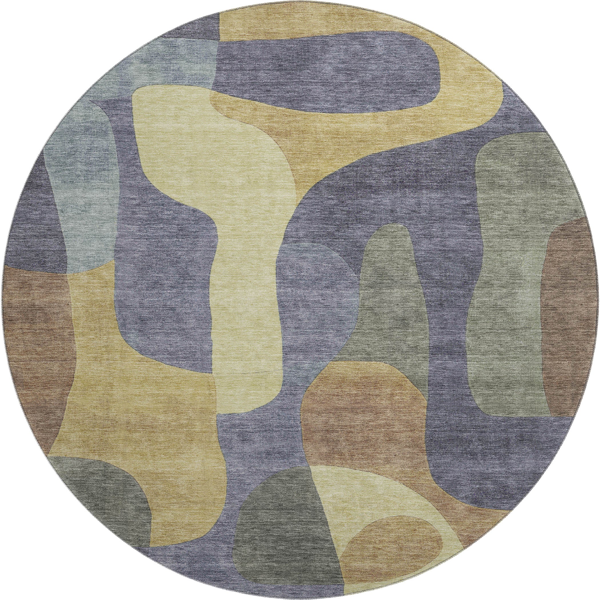 Bangkok Machine Washable Transitional Purple Rug 8' x 8' #shape_Round