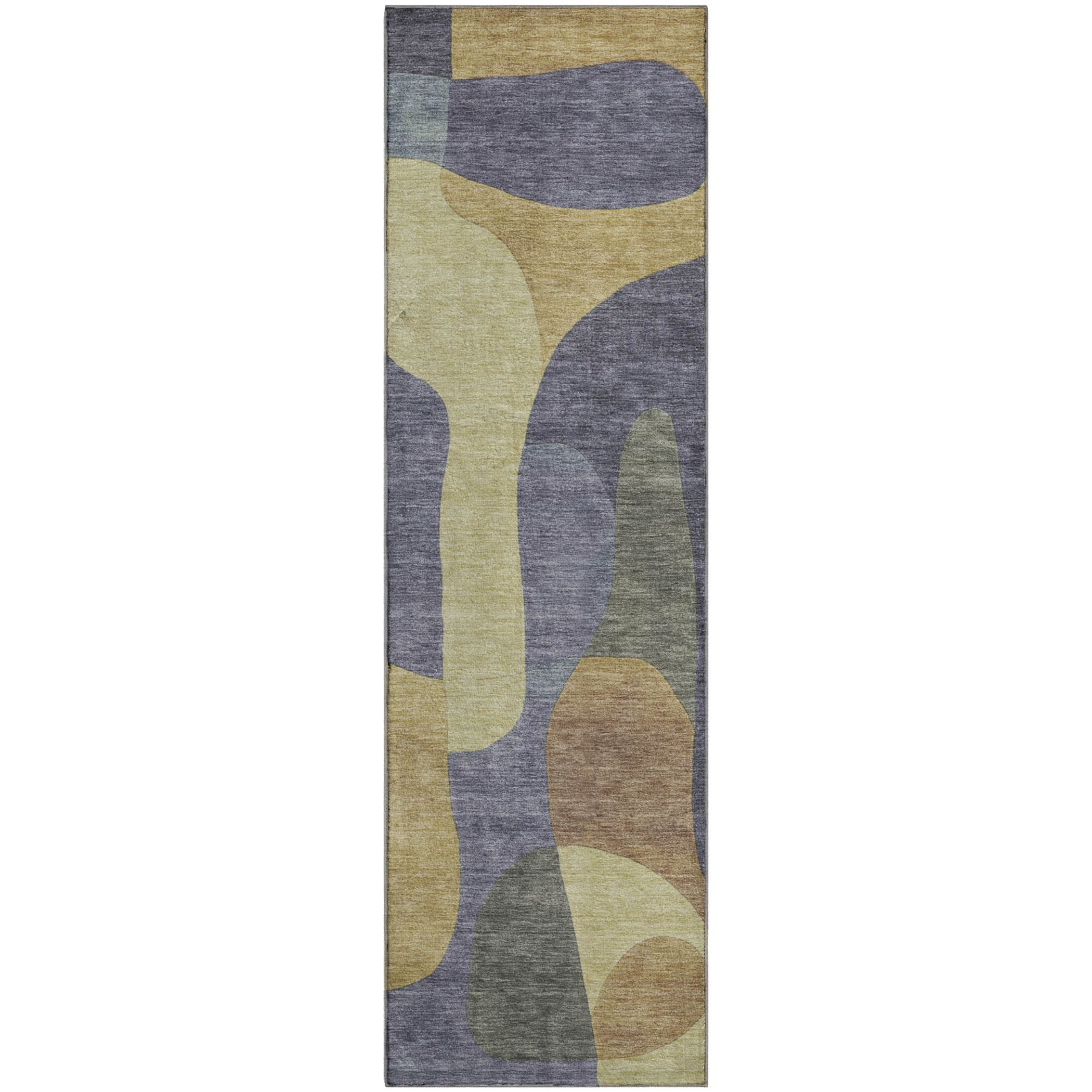 Bangkok Machine Washable Transitional Purple Rug 2'3" x 7'6" #shape_Runner