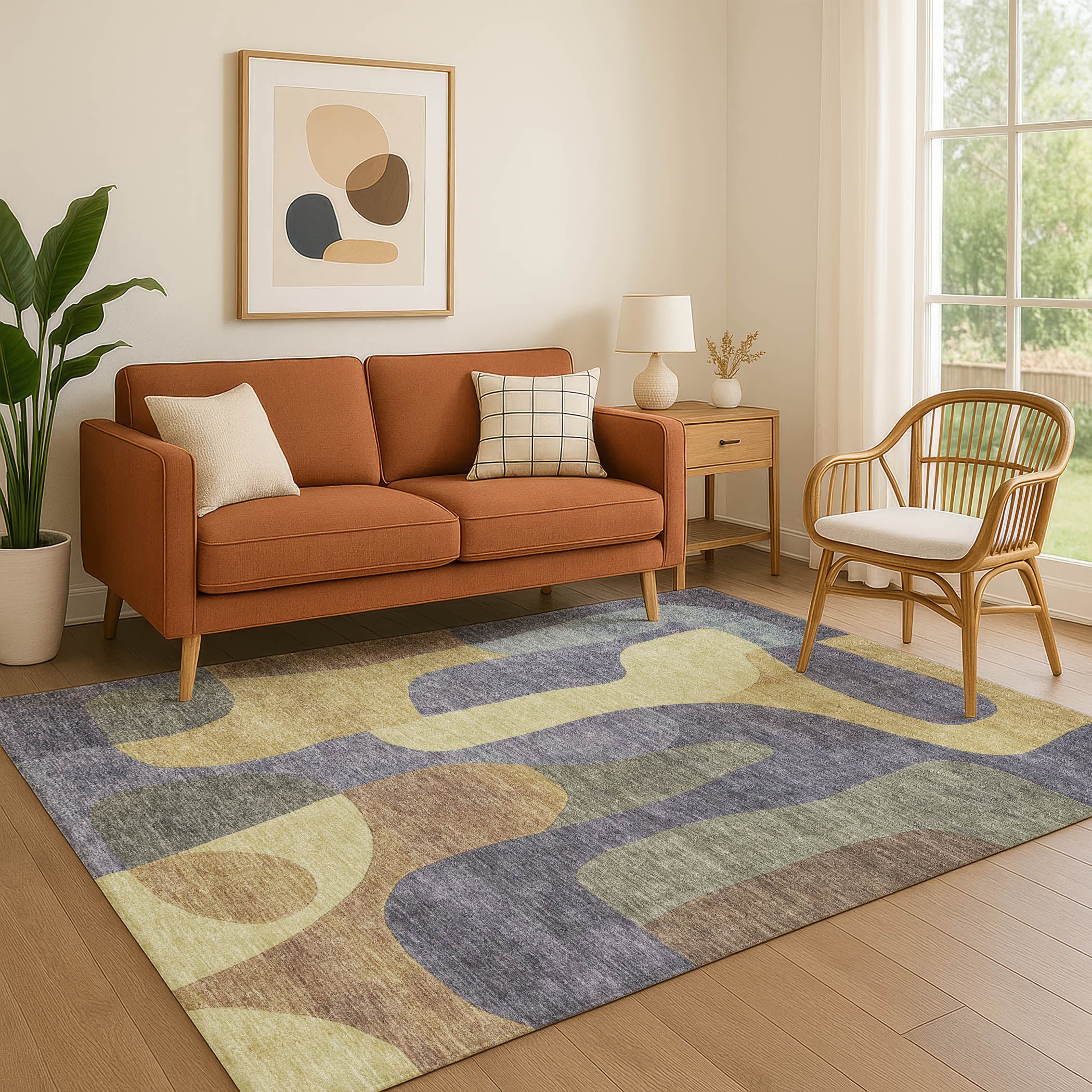 Bangkok Machine Washable Transitional Purple Rug 2'6" x 3'10" #shape_Rectangle