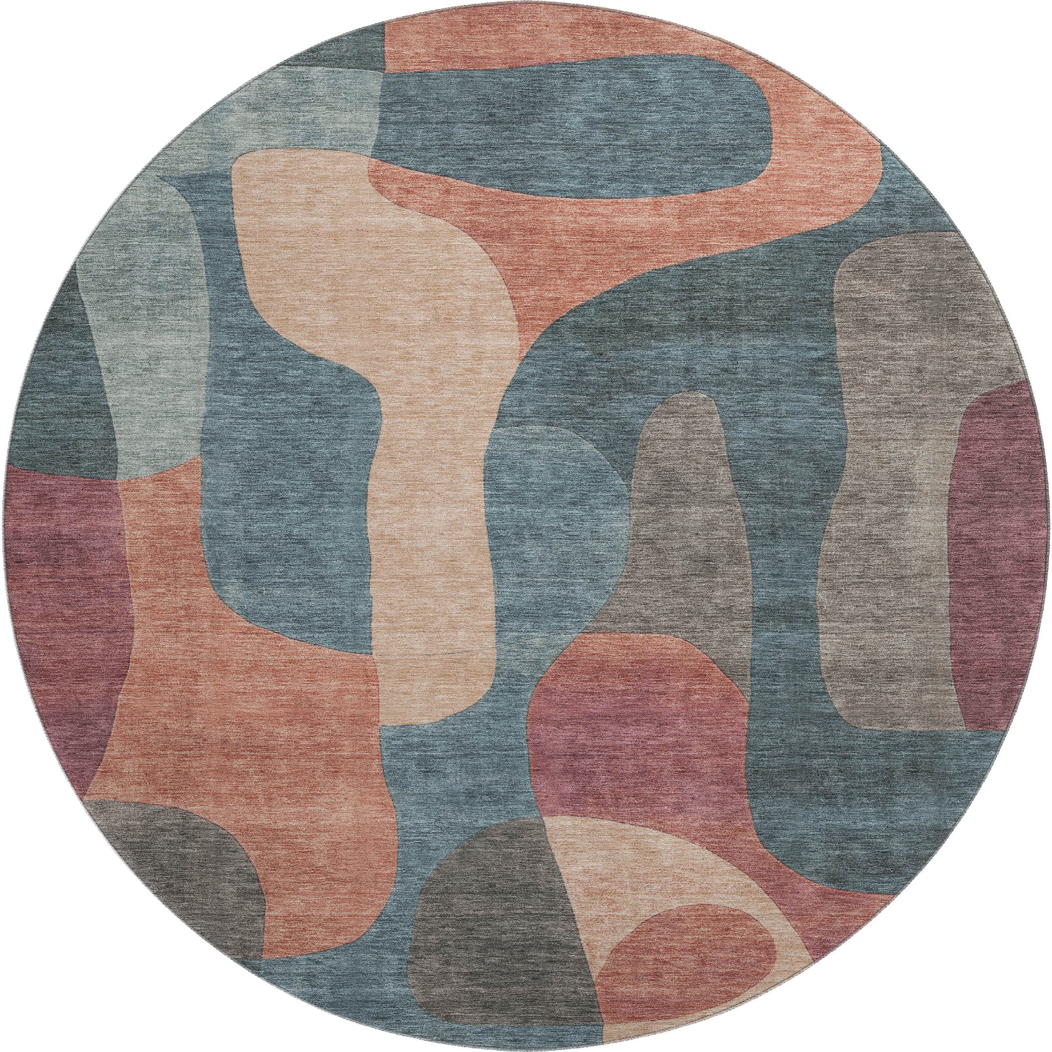 Bangkok Machine Washable Transitional Sage Green Rug 8' x 8' #shape_Round