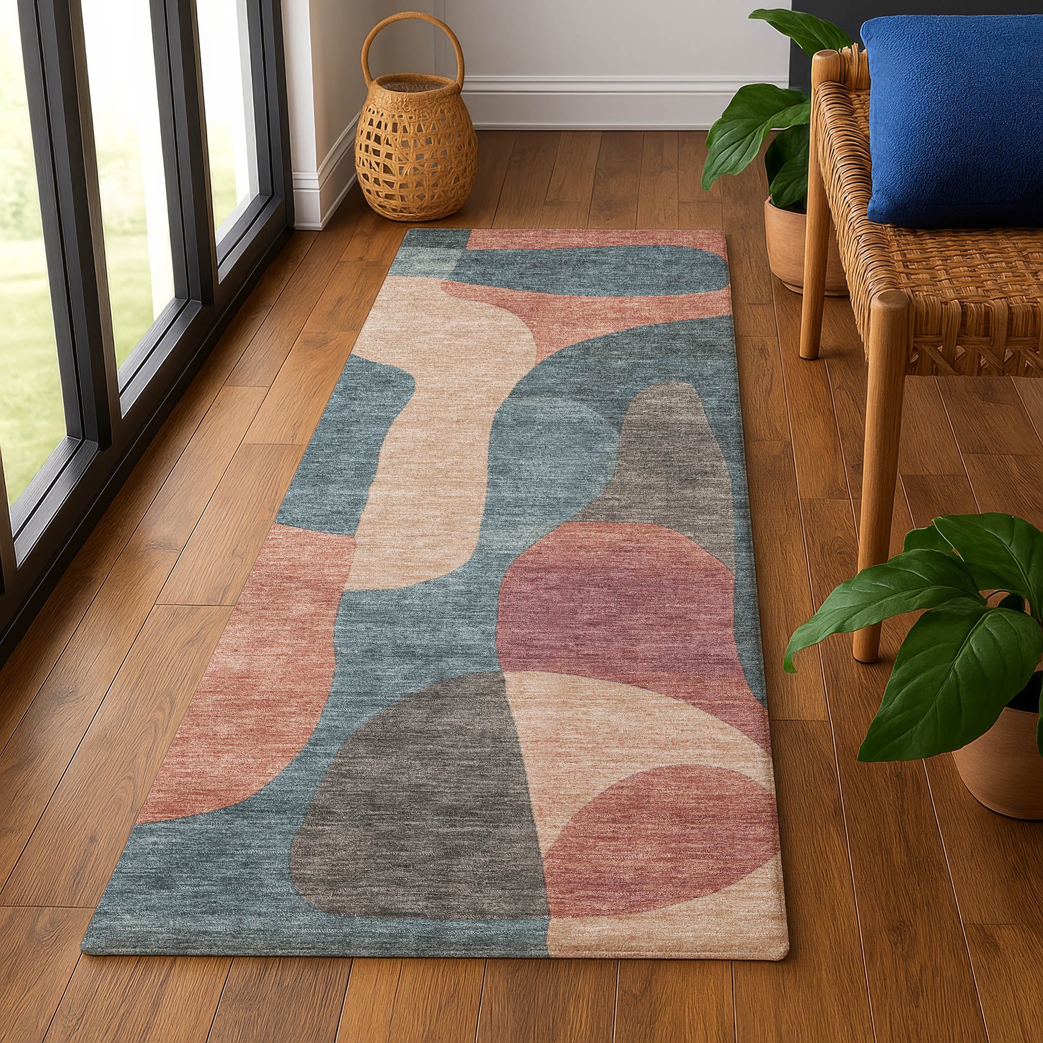 Bangkok Machine Washable Transitional Sage Green Rug 2'3" x 7'6" #shape_Runner