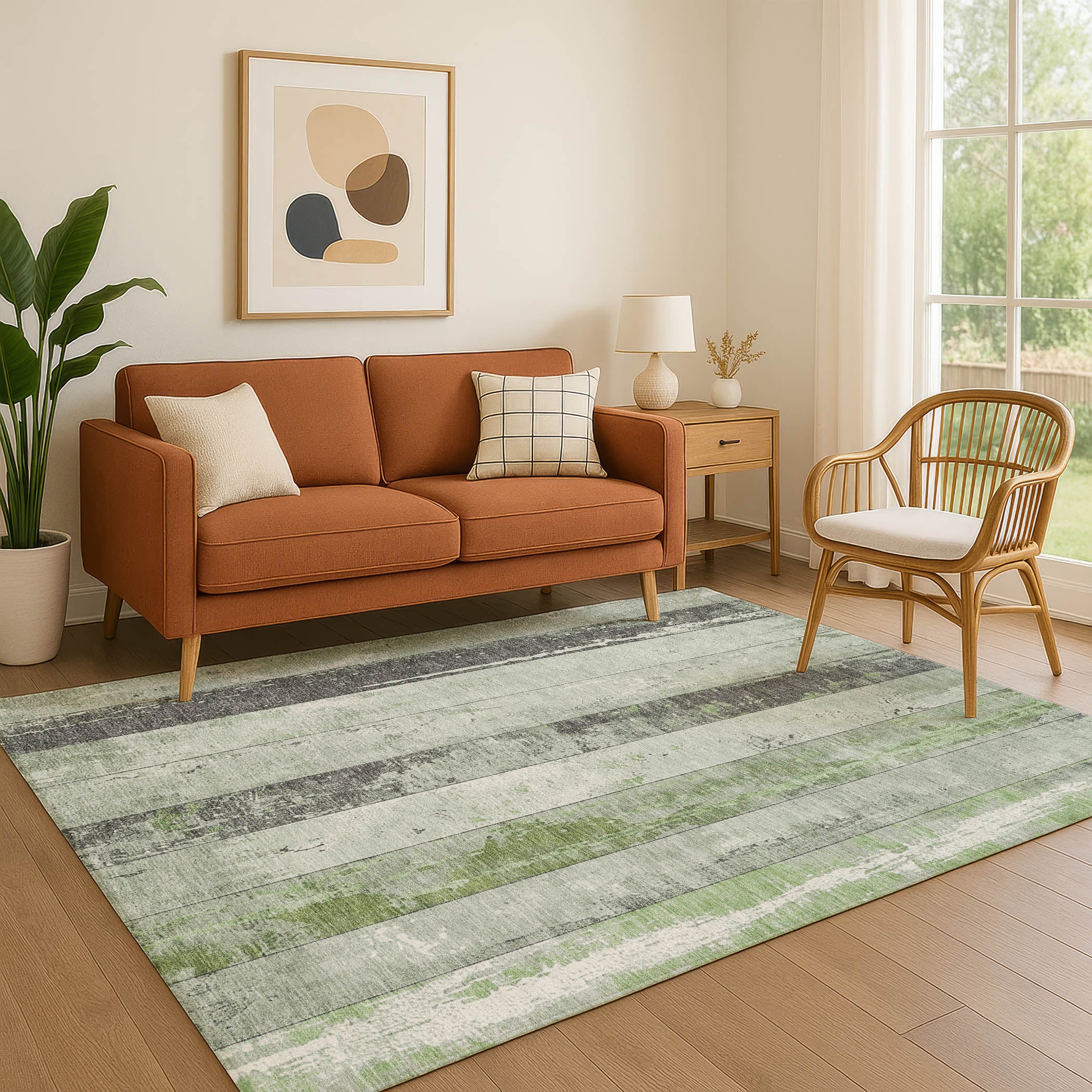 Chiang Mai Machine Washable Transitional Aloe Green Rug 2'6" x 3'10" #shape_Rectangle