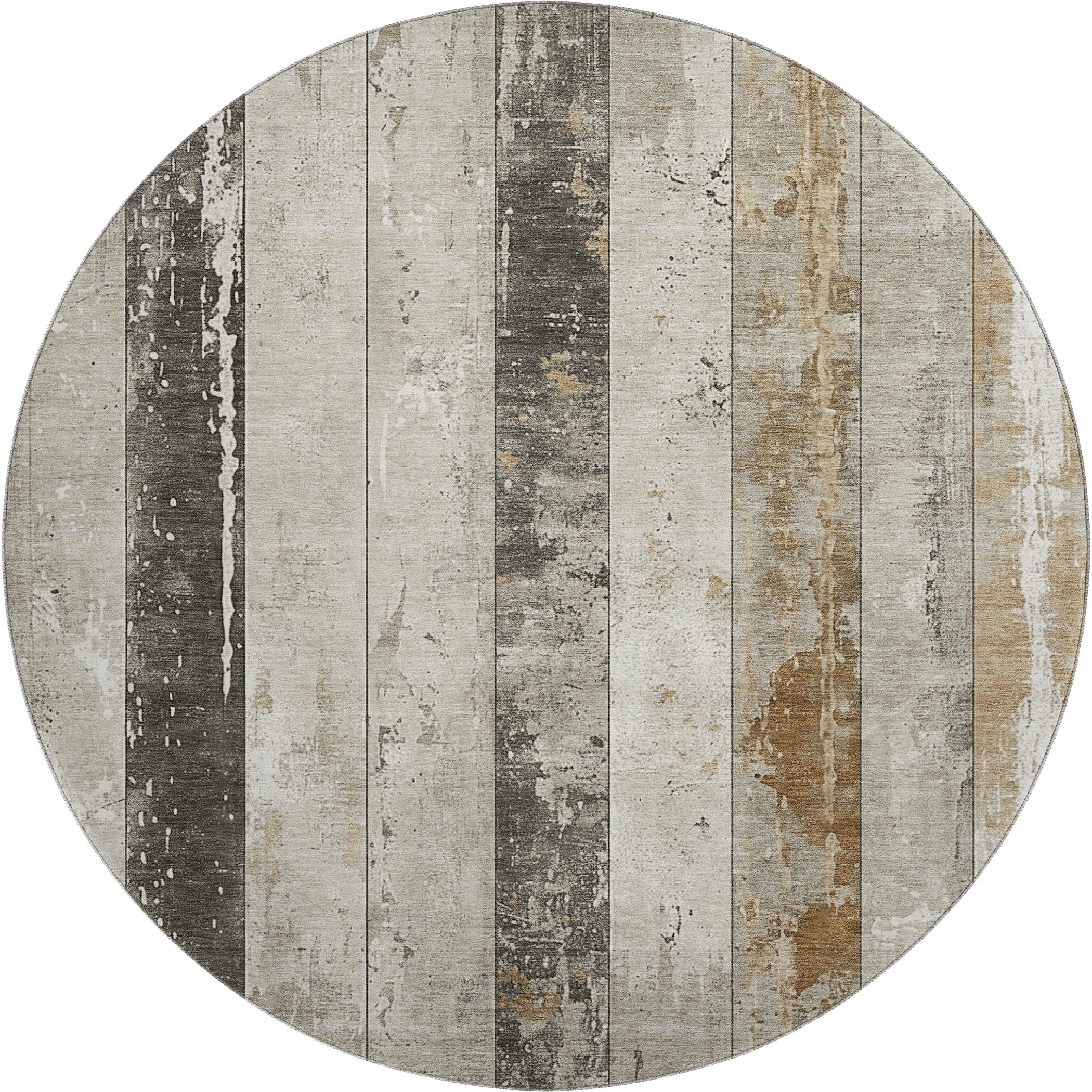 Chiang Mai Machine Washable Transitional Beige Brown Rug 8' x 8' #shape_Round