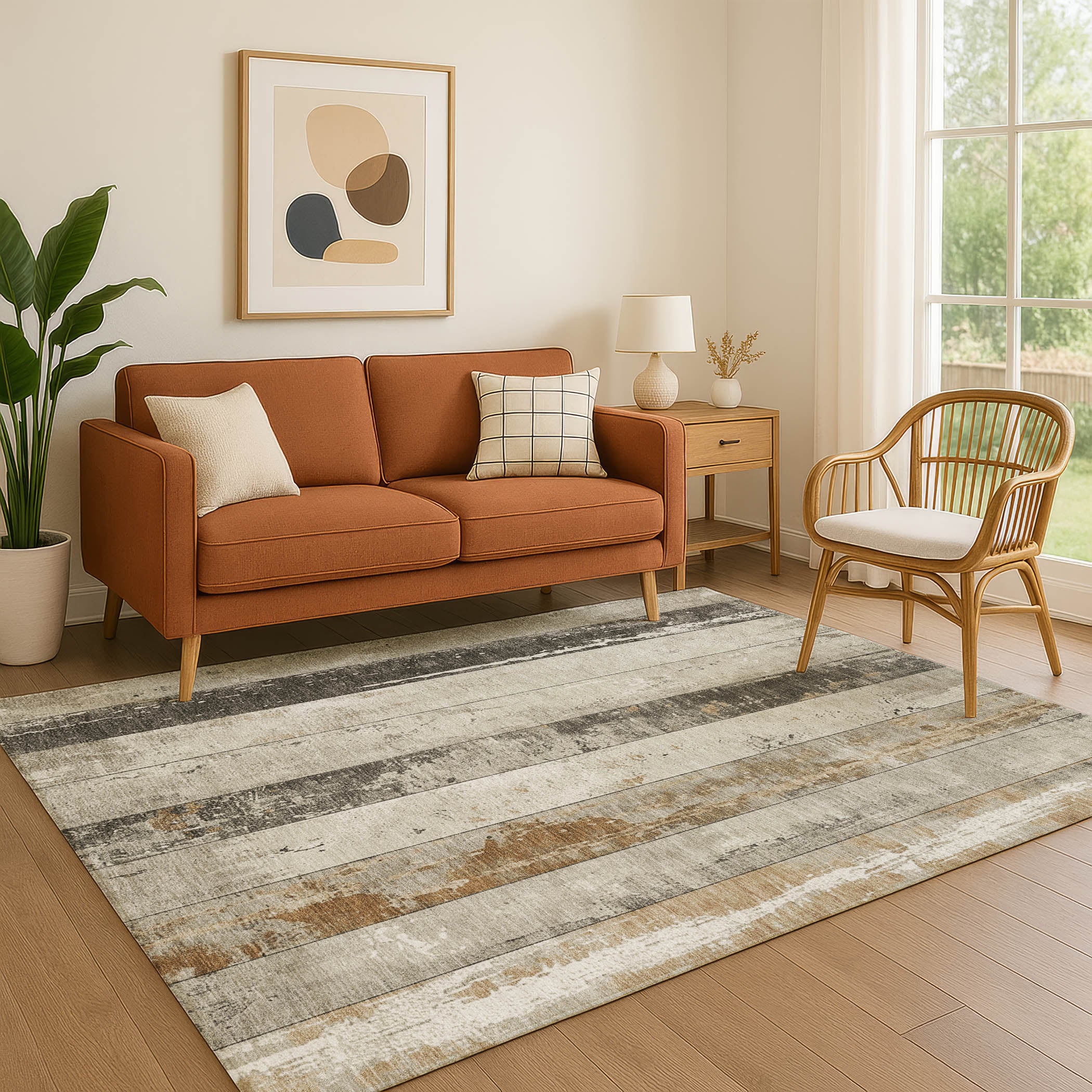 Chiang Mai Machine Washable Transitional Beige Brown Rug 2'6" x 3'10" #shape_Rectangle