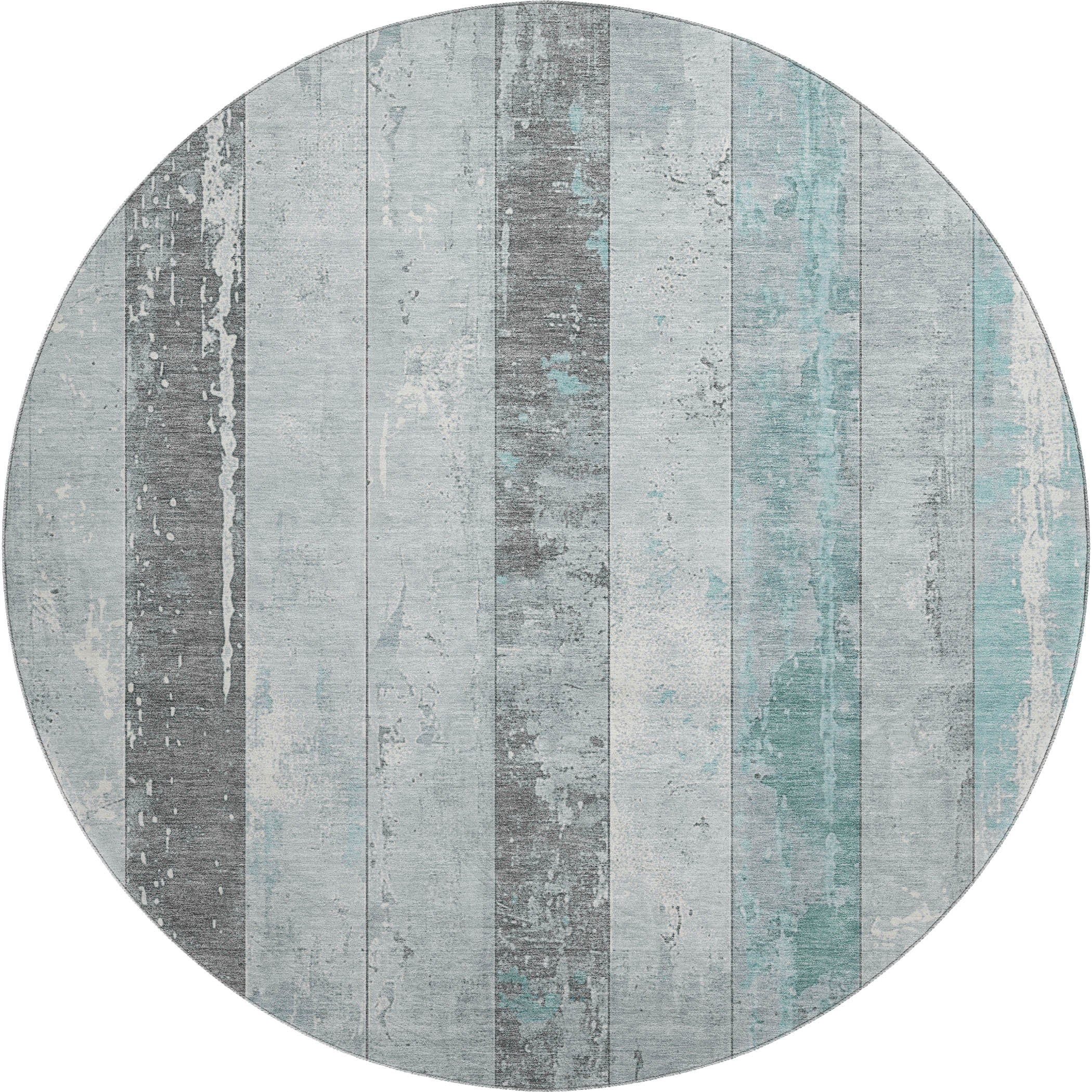Chiang Mai Machine Washable Transitional Seafoam Blue Rug 8' x 8' #shape_Round