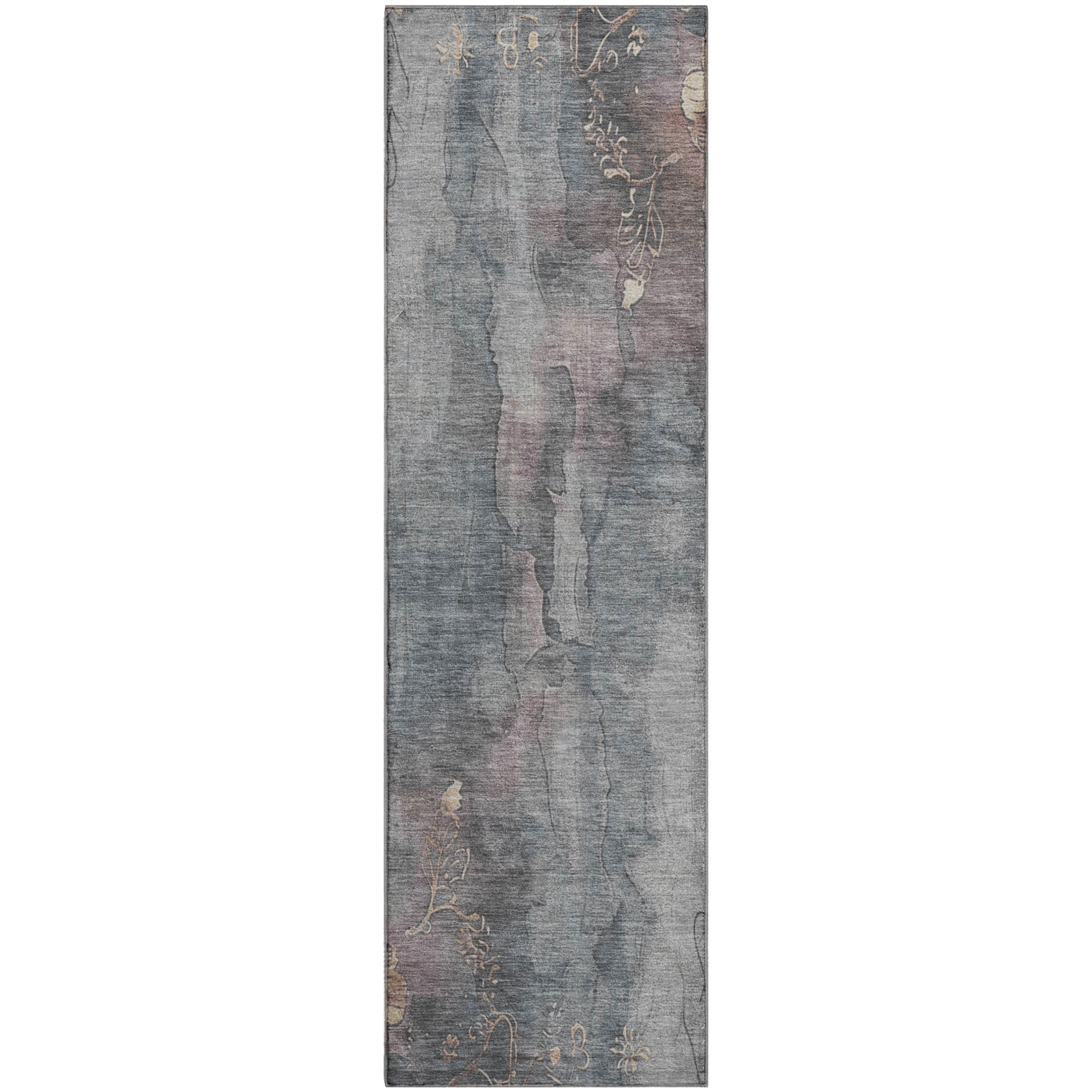Lisbon Machine Washable Transitional Gray Rug 2'3" x 7'6" #shape_Runner