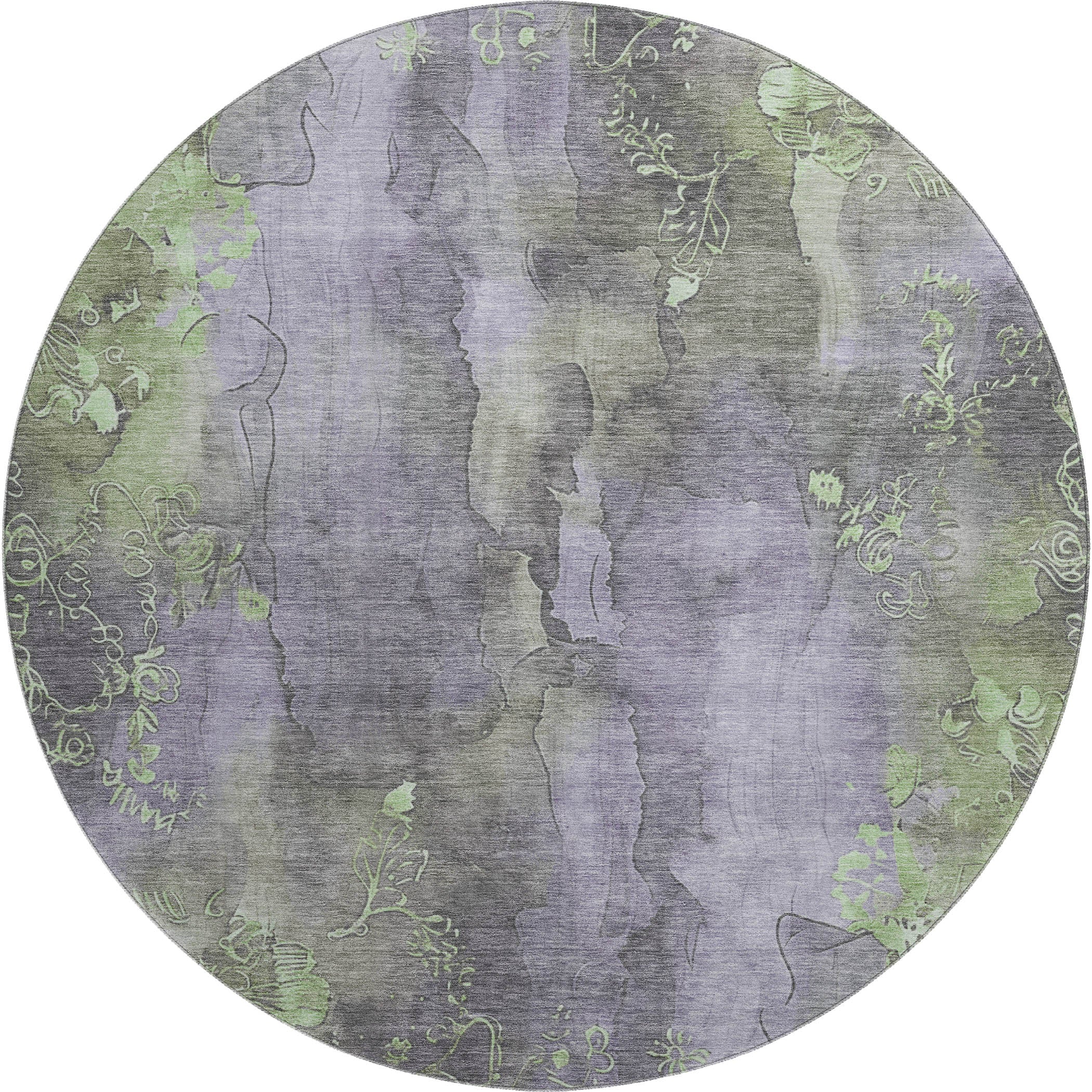 Lisbon Machine Washable Transitional Lavender Purple Rug 8' x 8' #shape_Round