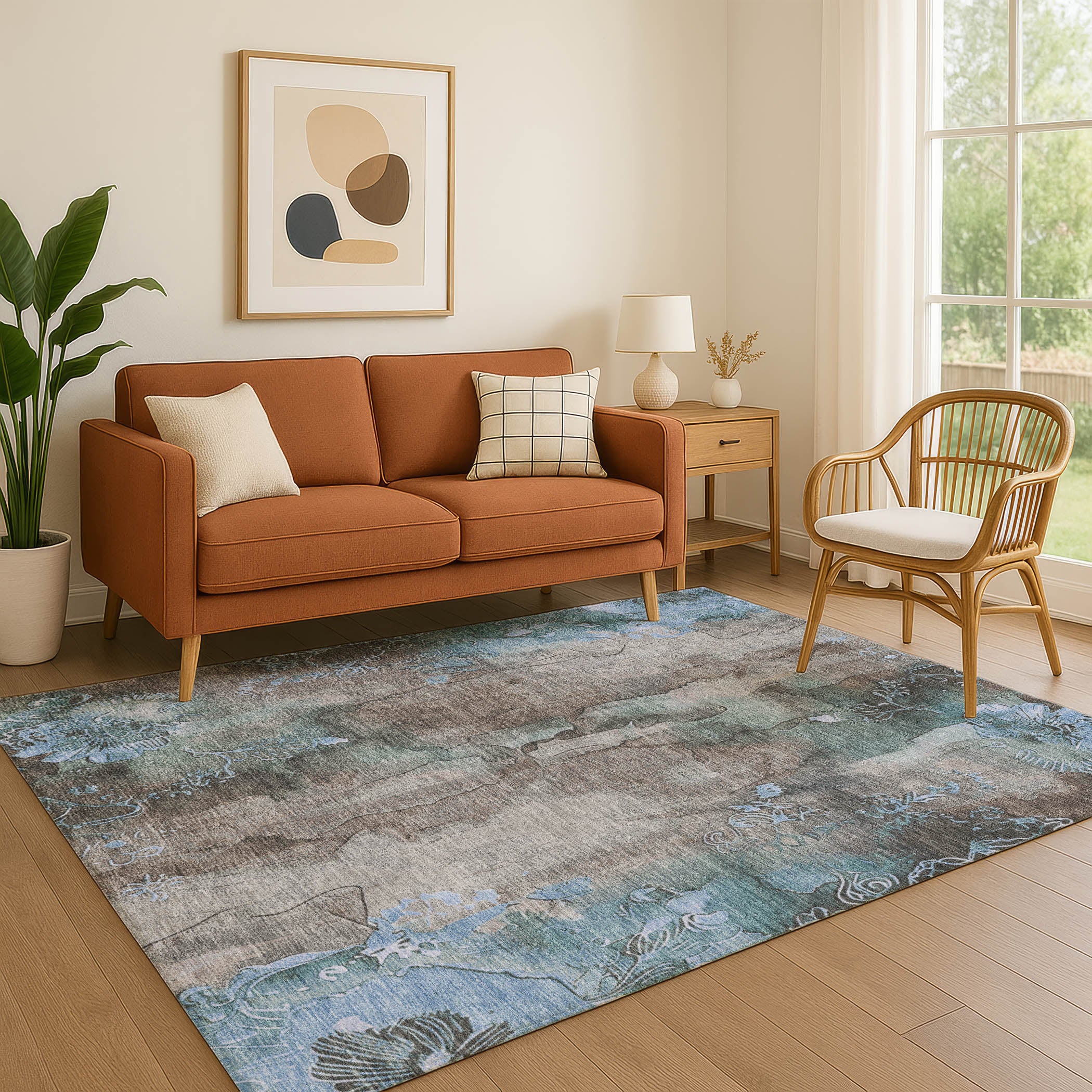 Lisbon Machine Washable Transitional Taupe Brown Rug 2'6" x 3'10" #shape_Rectangle