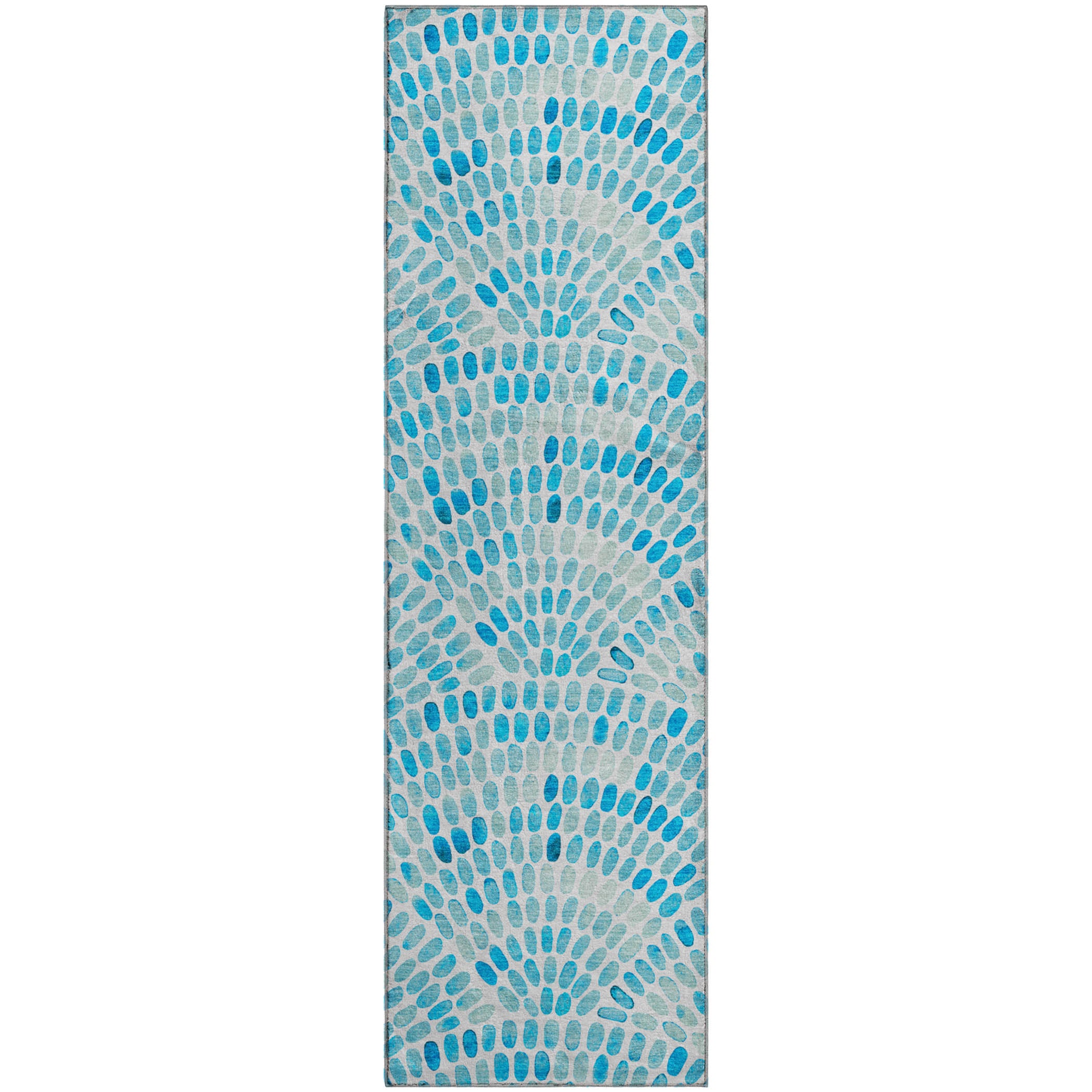 Mostar Machine Washable Coastal Aqua Teal Rug 2'3" x 7'6" #shape_Runner