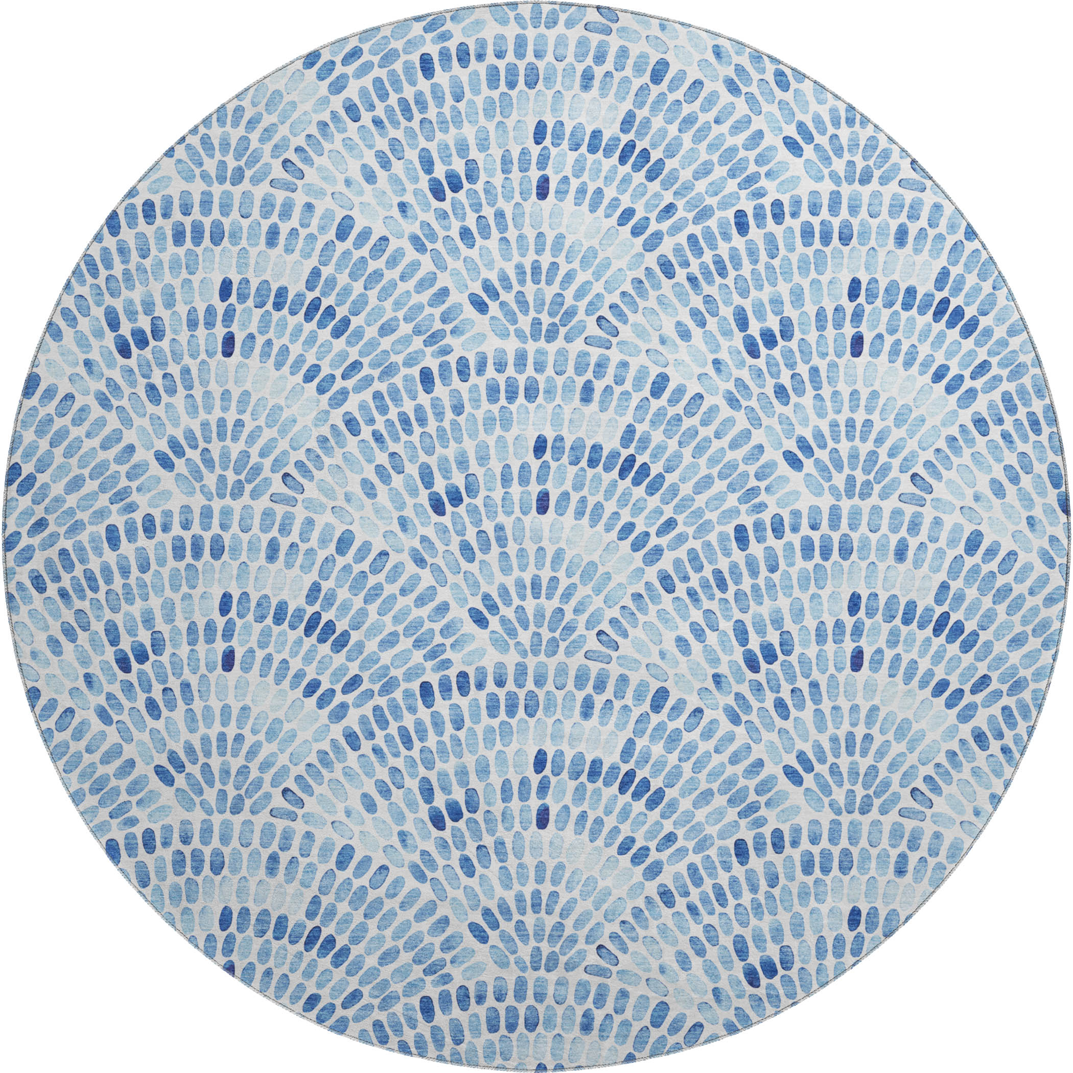 Mostar Machine Washable Coastal Blue Rug 8' x 8' #shape_Round