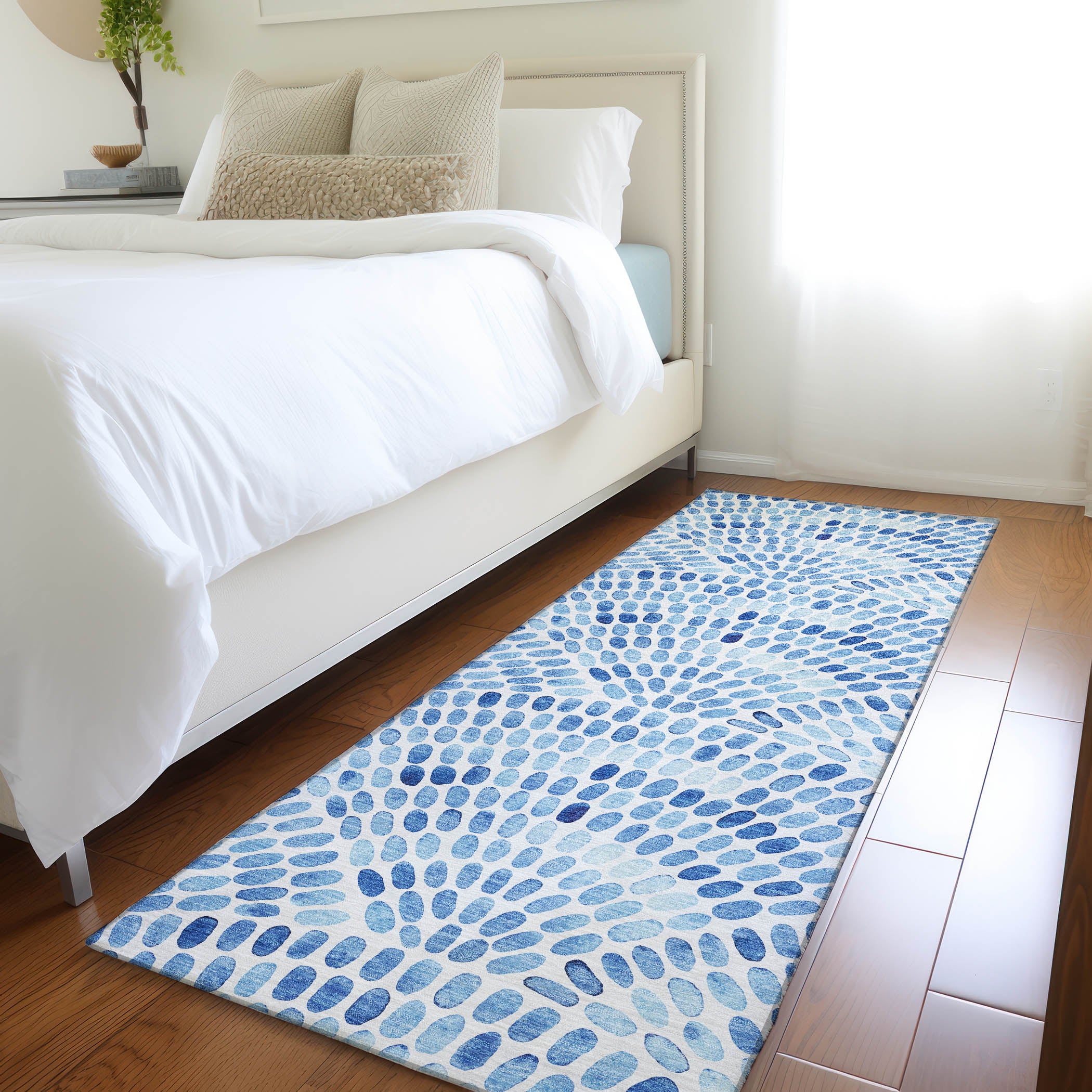 Mostar Machine Washable Coastal Blue Rug 2'3" x 7'6" #shape_Runner