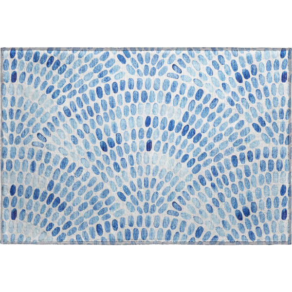 Mostar Machine Washable Coastal Blue Rug 1'8" x 2'6"