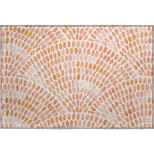 Mostar Machine Washable Coastal Peach Orange Rug 1'8" x 2'6"