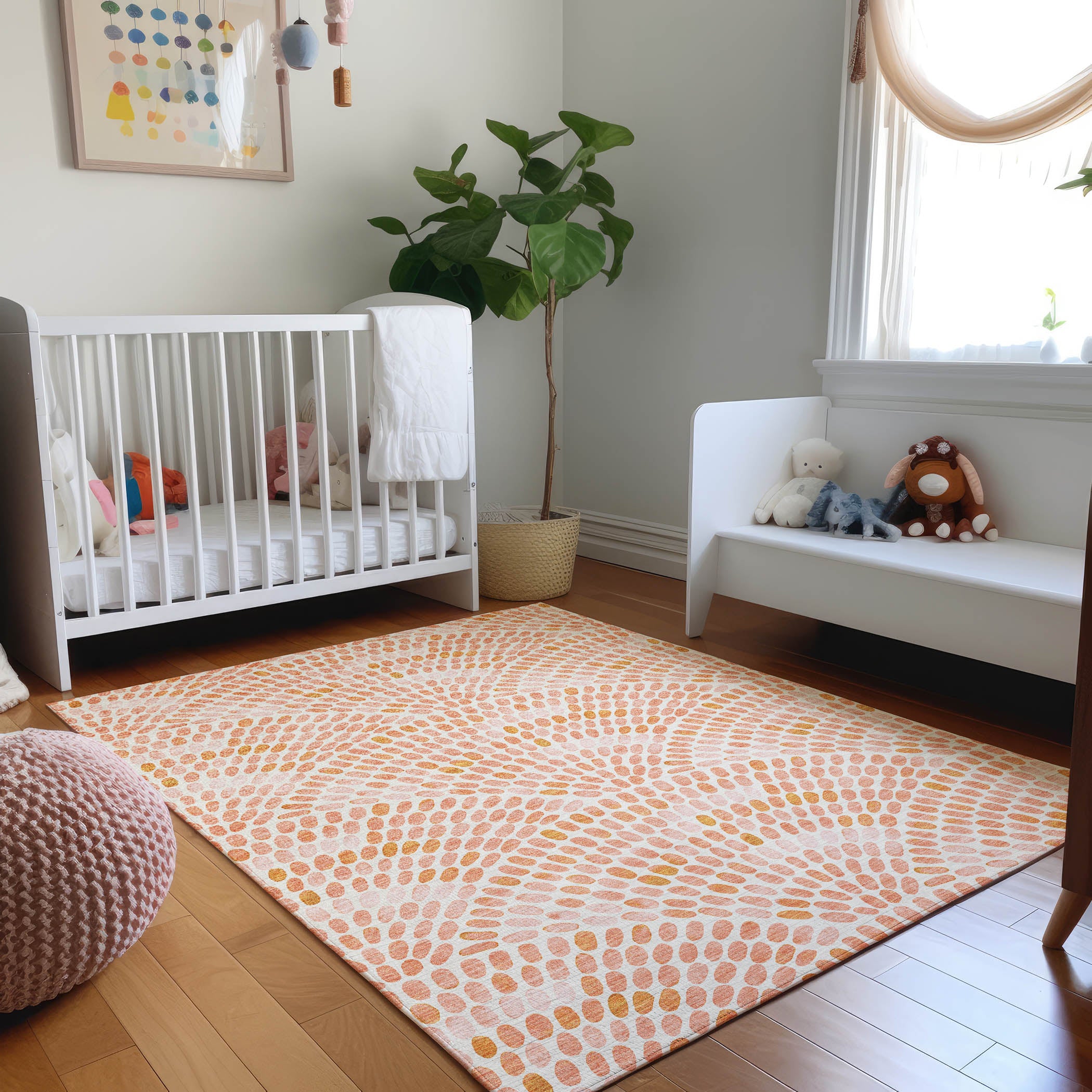 Mostar Machine Washable Coastal Peach Orange Rug 2'6" x 3'10" #shape_Rectangle
