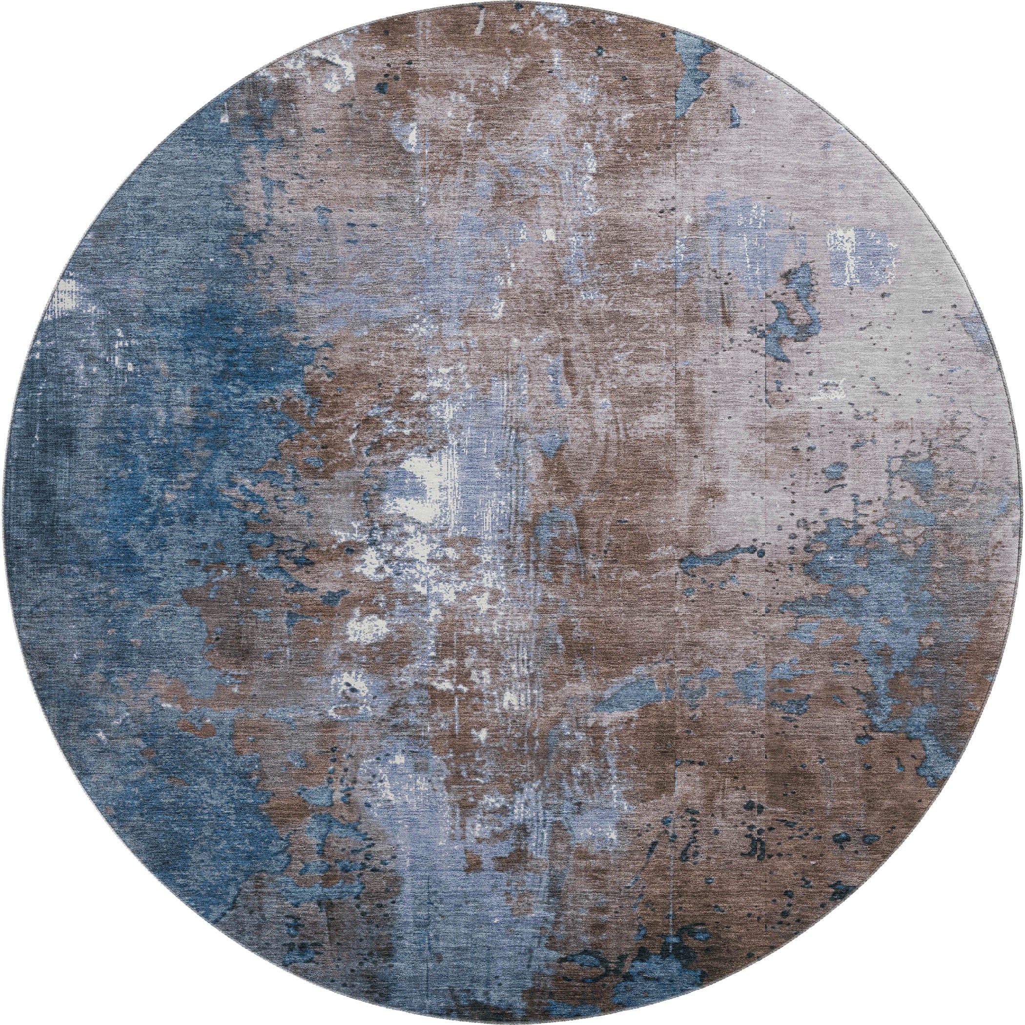Mostar Machine Washable Transitional Brown Rug 8' x 8' #shape_Round