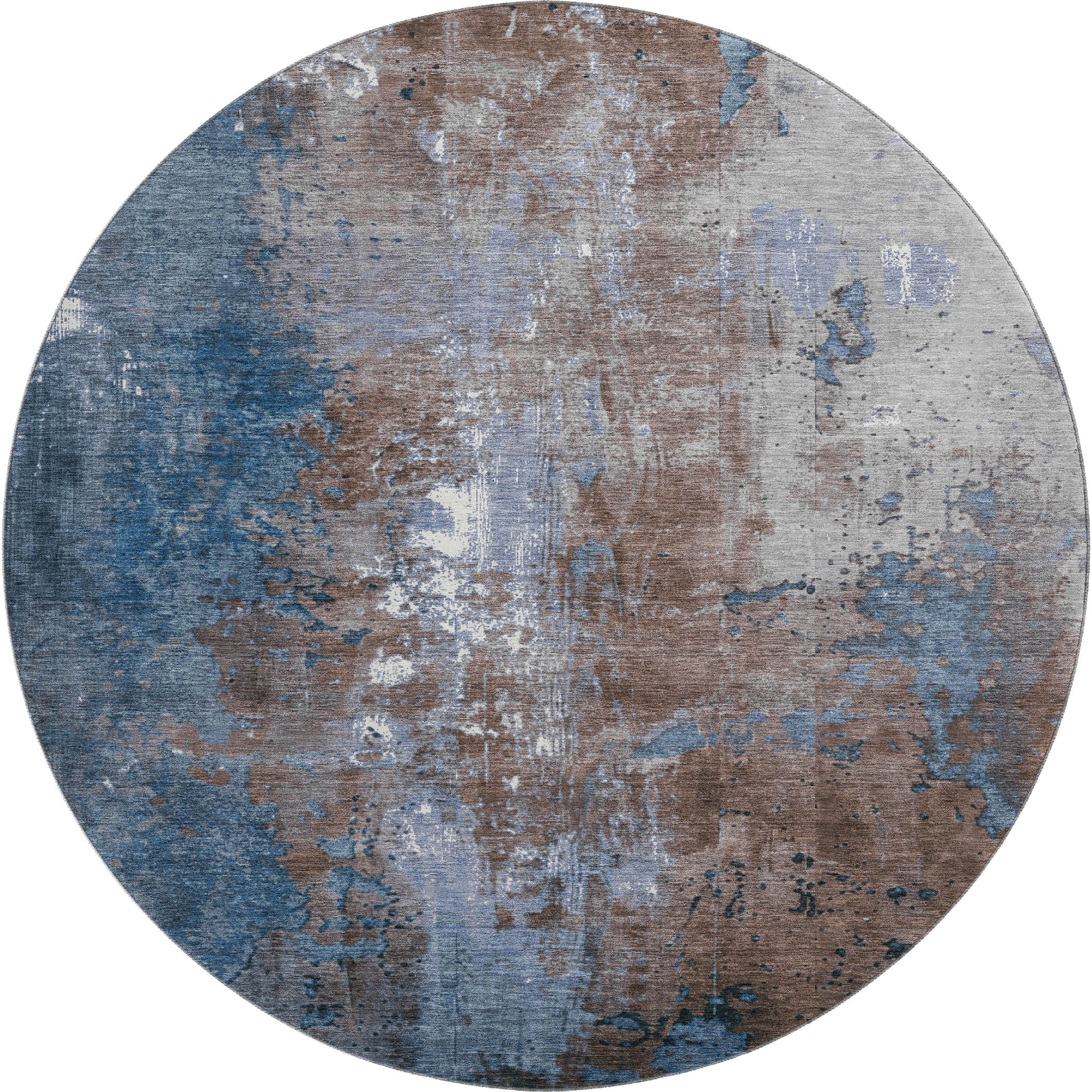 Mostar Machine Washable Transitional Coffee Brown Rug 8' x 8' #shape_Round