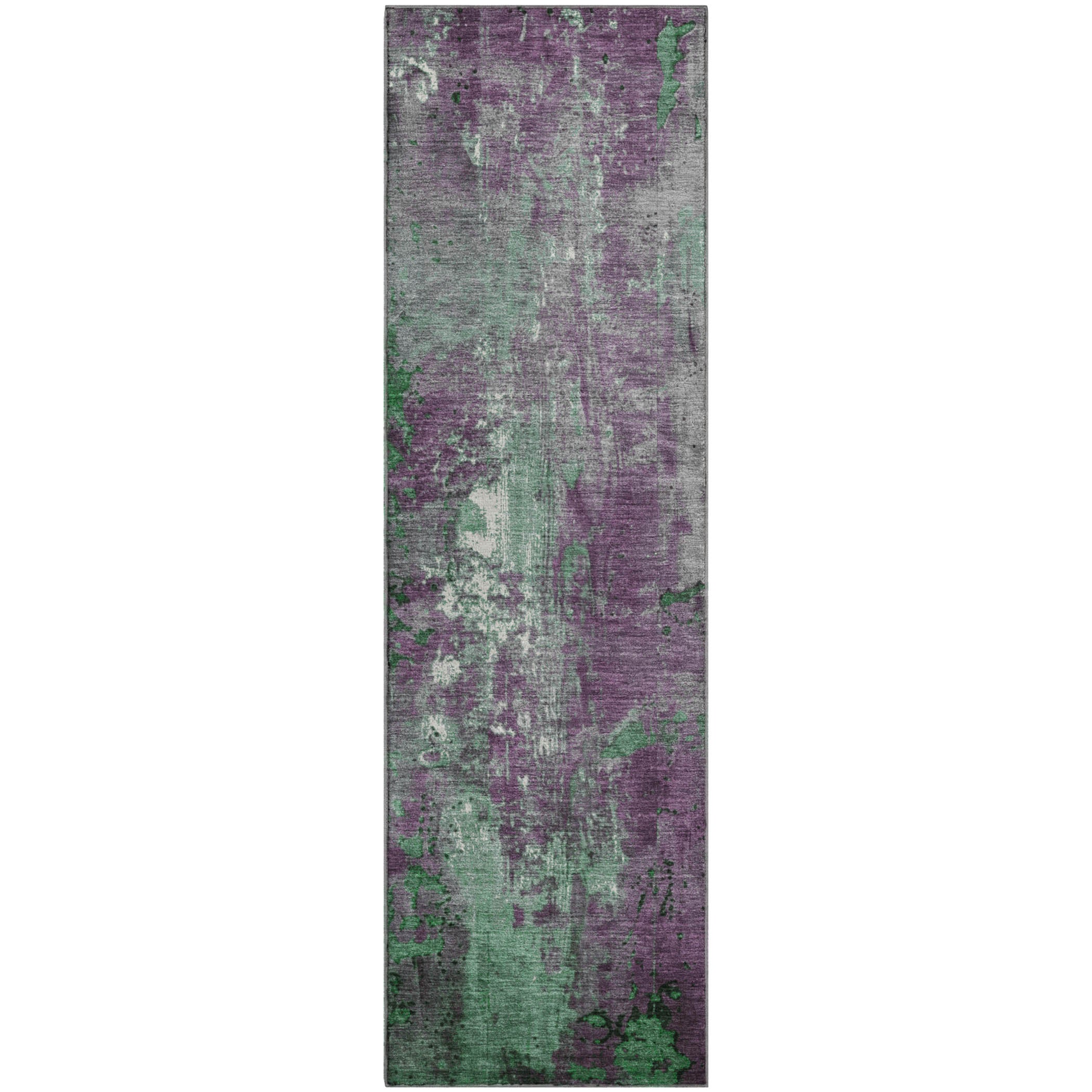 Mostar Machine Washable Transitional Emerald Green Rug 2'3" x 7'6" #shape_Runner
