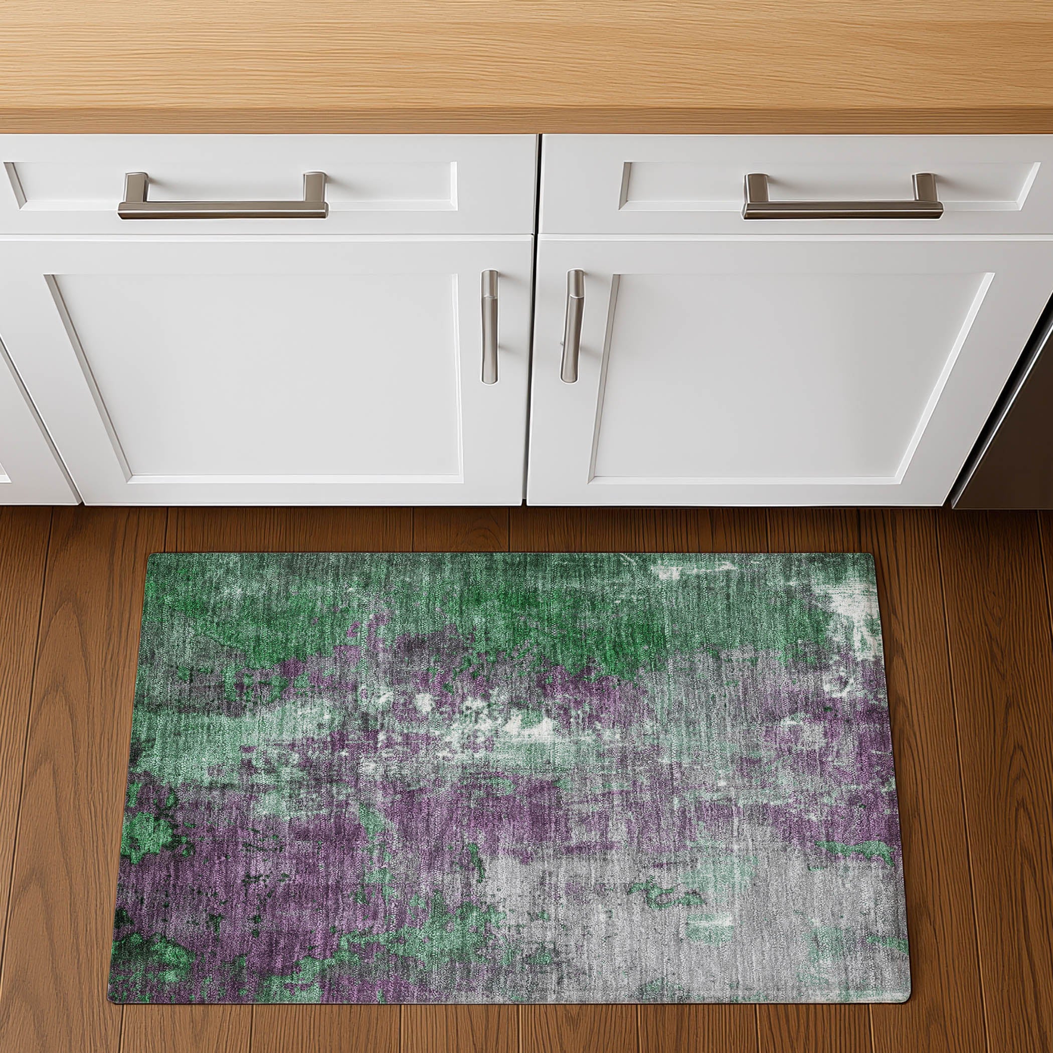 Mostar Machine Washable Transitional Emerald Green Rug 1'8" x 2'6" #shape_Rectangle
