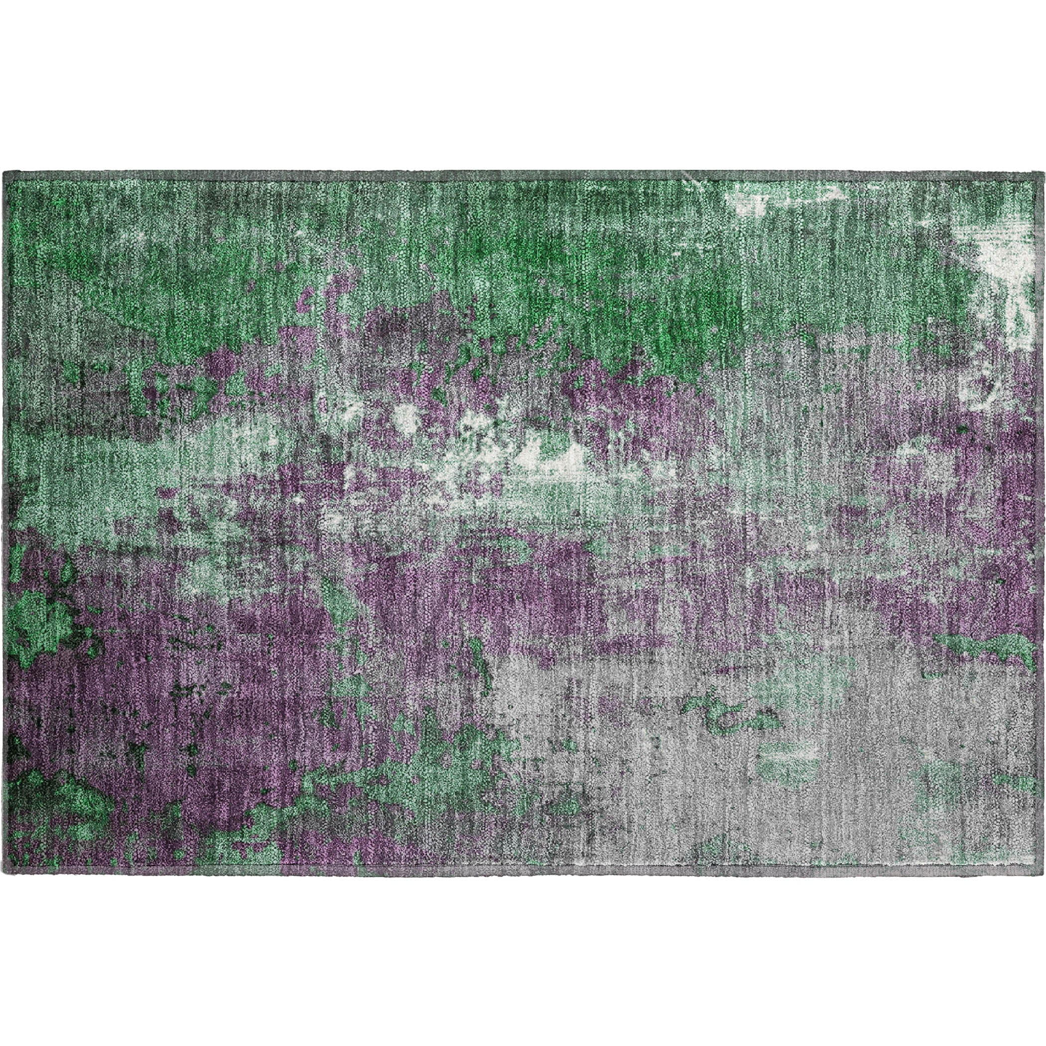 Mostar Machine Washable Transitional Emerald Green Rug 1'8" x 2'6" #shape_Rectangle