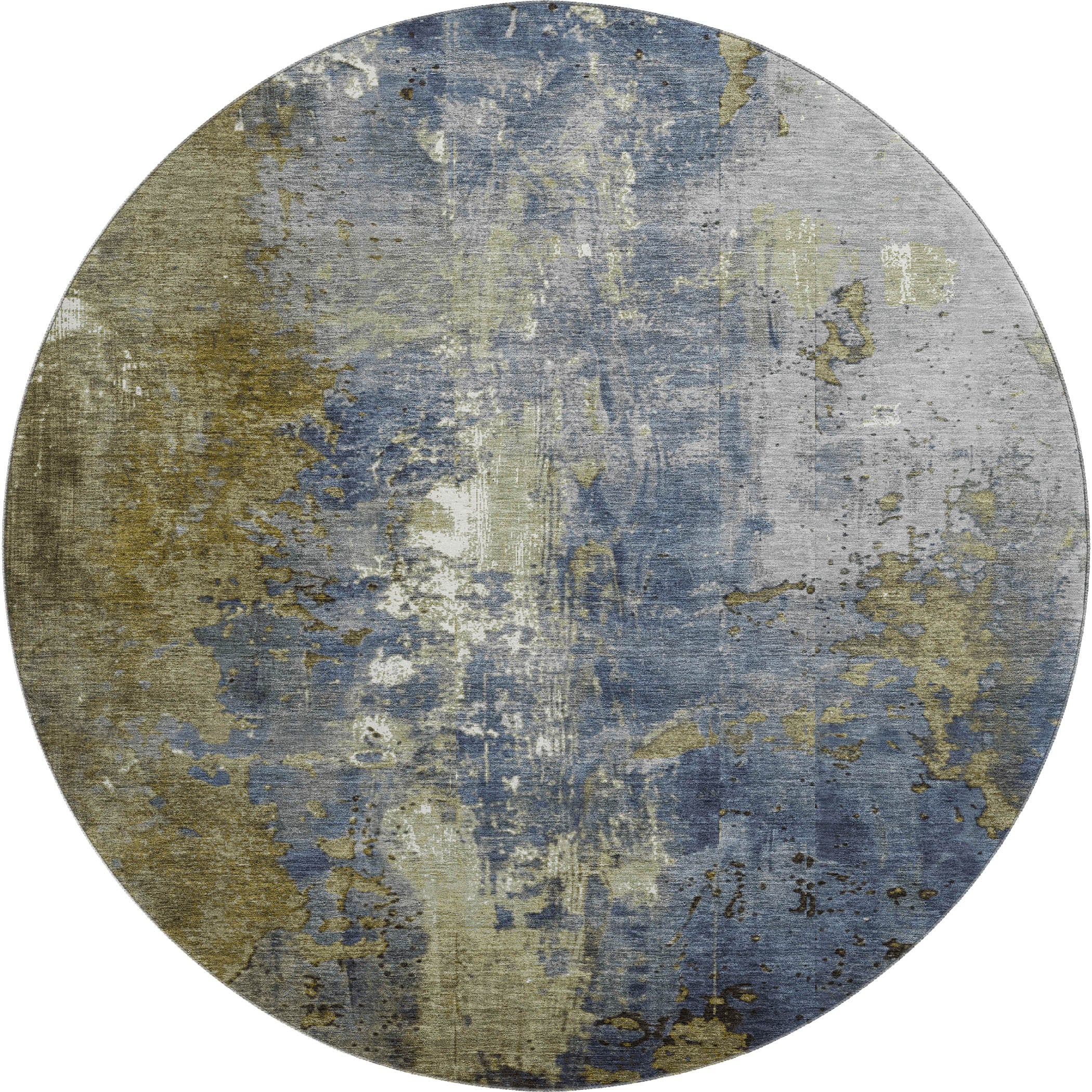 Mostar Machine Washable Transitional Khaki Brown Rug 8' x 8' #shape_Round