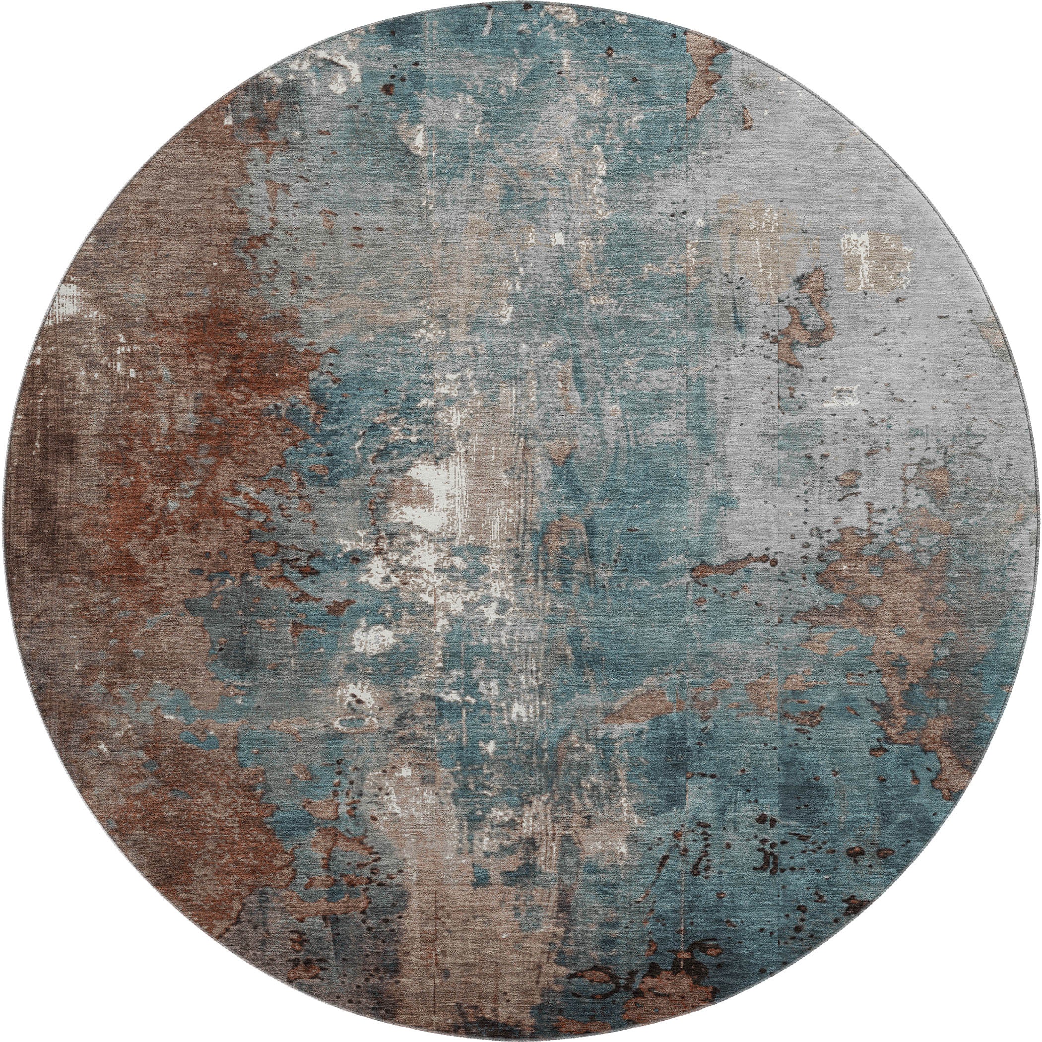 Mostar Machine Washable Transitional Paprika Orange Rug 8' x 8' #shape_Round