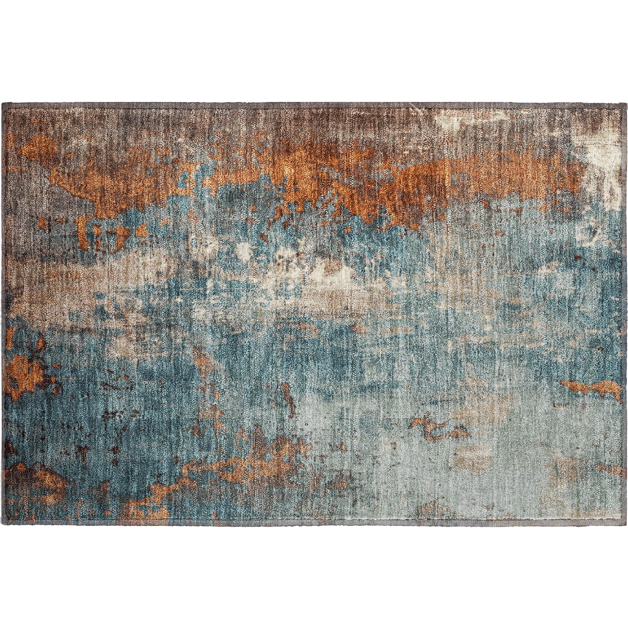 Mostar Machine Washable Transitional Teal Rug 1'8" x 2'6" #shape_Rectangle