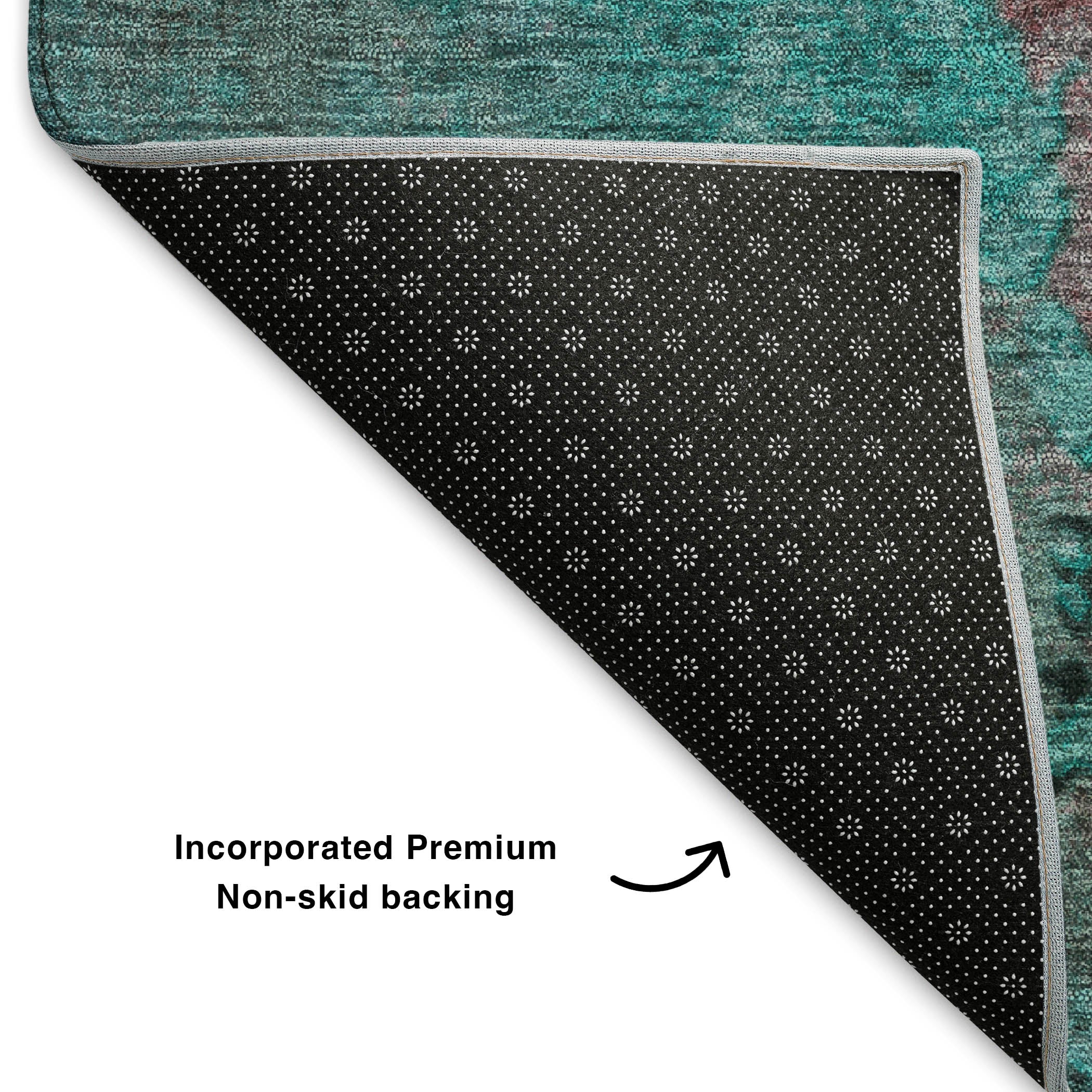 Mostar Machine Washable Transitional Turquoise Teal Rug 1'8" x 2'6" #shape_Rectangle