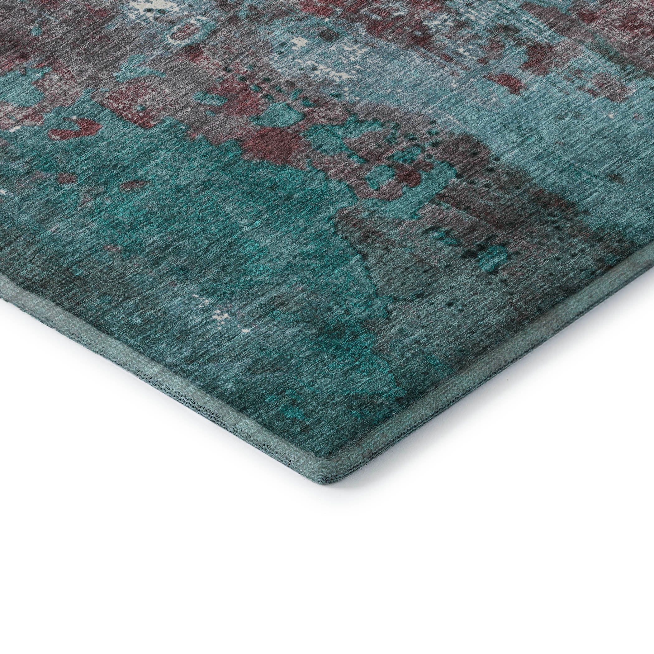 Mostar Machine Washable Transitional Turquoise Teal Rug 1'8" x 2'6" #shape_Rectangle