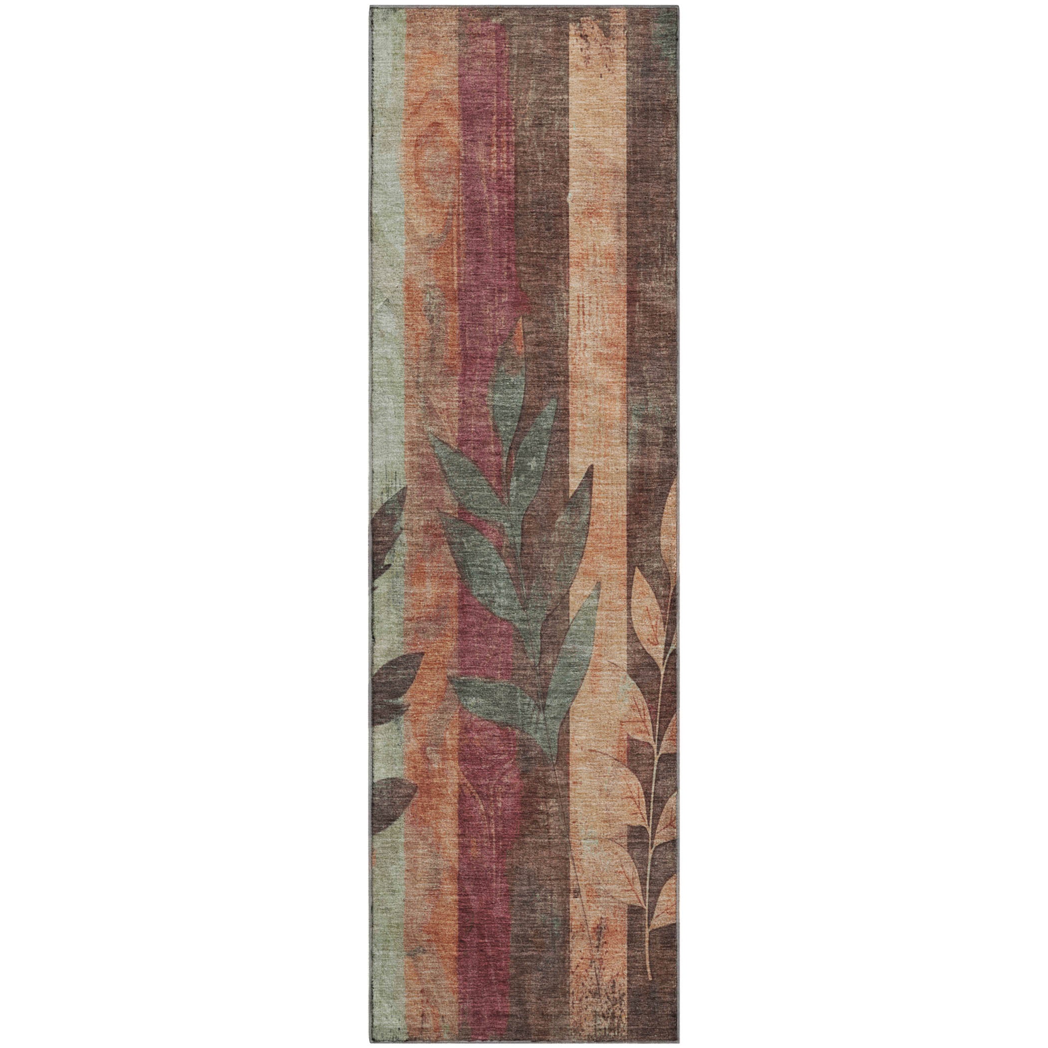 Split Machine Washable Transitional Terracotta Orange Rug 2'3" x 7'6" #shape_Runner