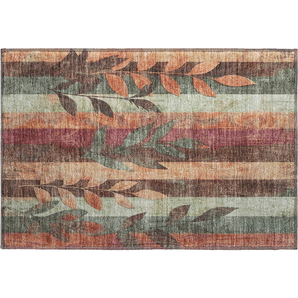 Split Machine Washable Transitional Terracotta Orange Rug 1'8" x 2'6"