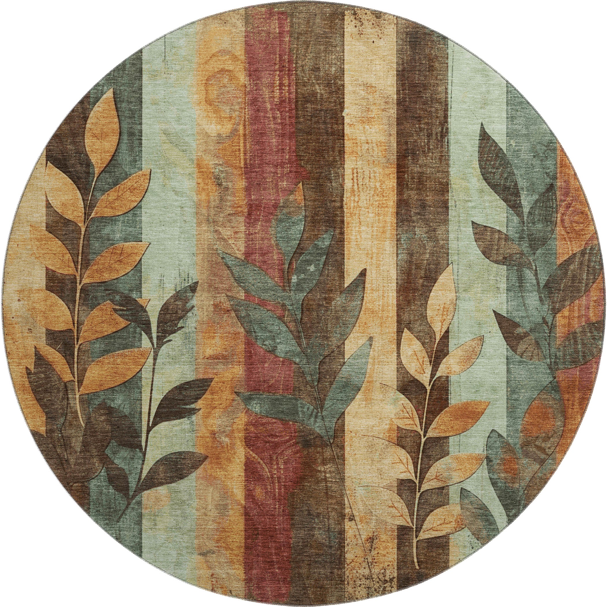 Split Machine Washable Transitional Wheat Gold Rug 8' x 8' #shape_Round
