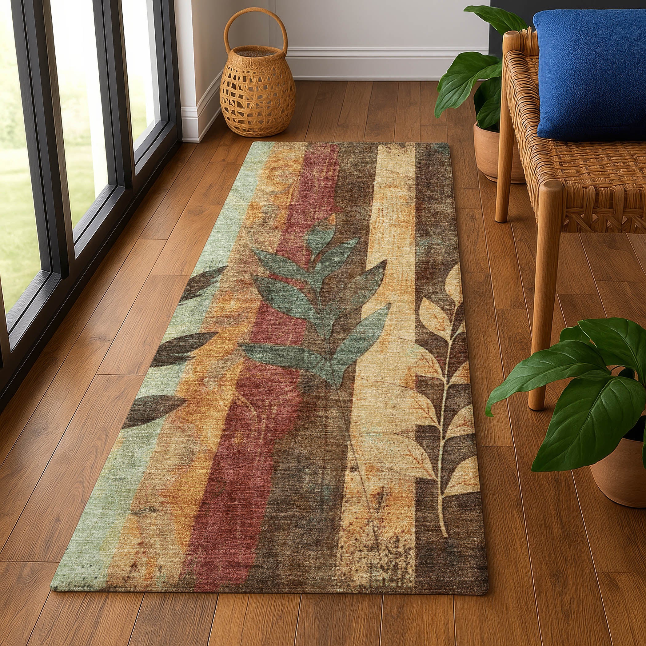 Split Machine Washable Transitional Wheat Gold Rug 2'3" x 7'6" #shape_Runner