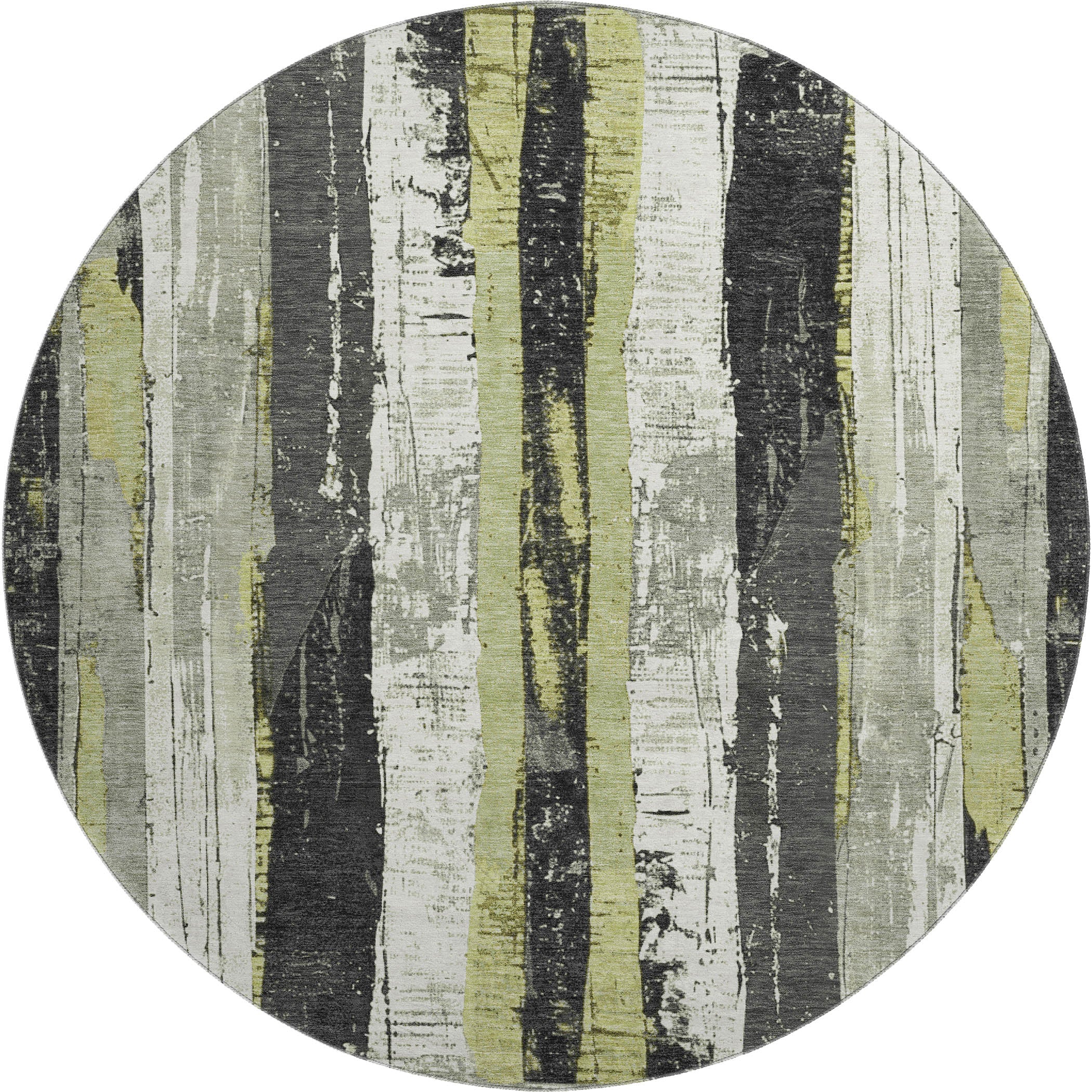 Florence Machine Washable Transitional Aloe Green Rug 8' x 8' #shape_Round