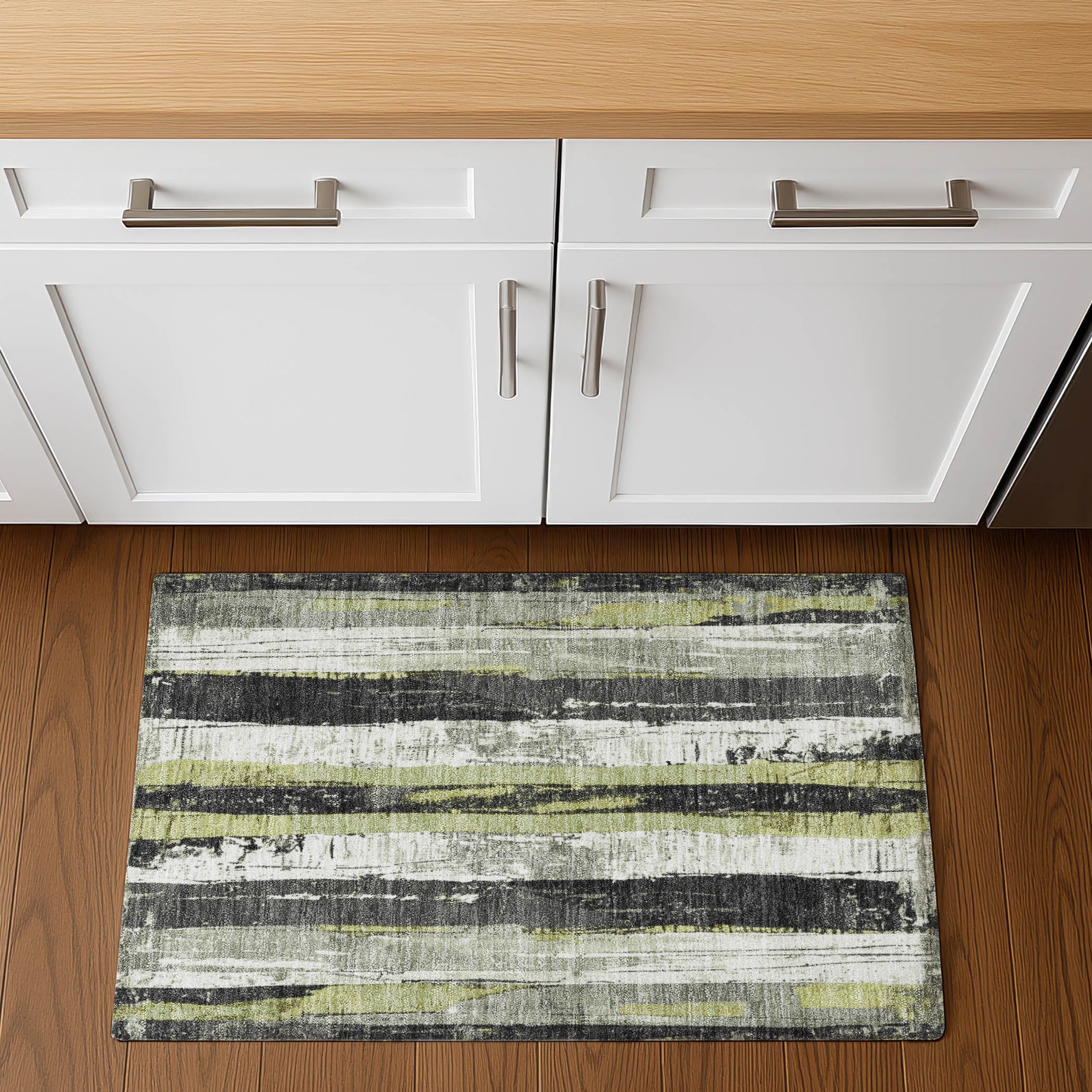 Florence Machine Washable Transitional Aloe Green Rug 1'8" x 2'6" #shape_Rectangle