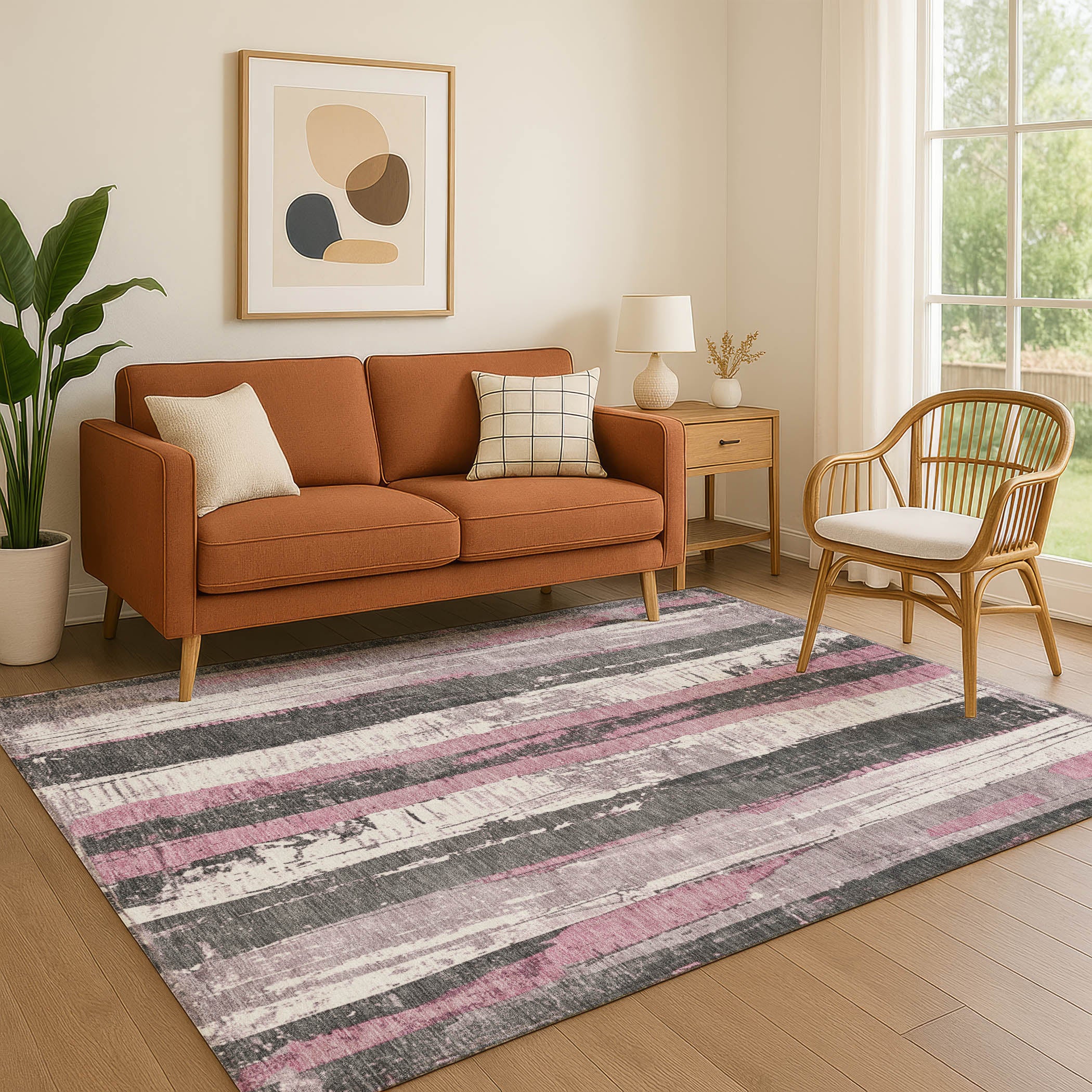 Florence Machine Washable Transitional Blush Pink Rug 2'6" x 3'10" #shape_Rectangle