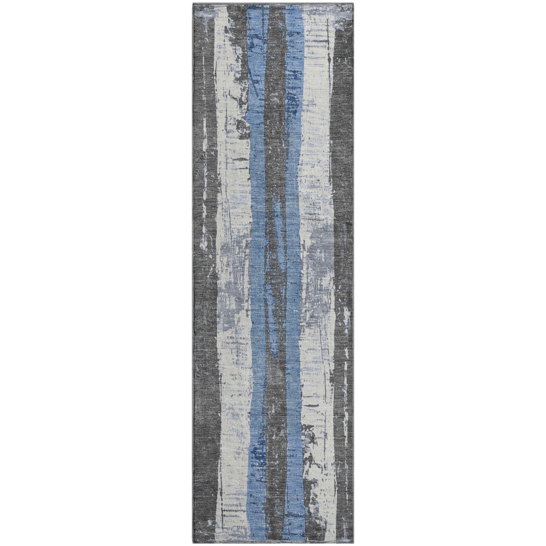 Florence Machine Washable Transitional Denim Blue Rug 2'3" x 7'6" #shape_Runner