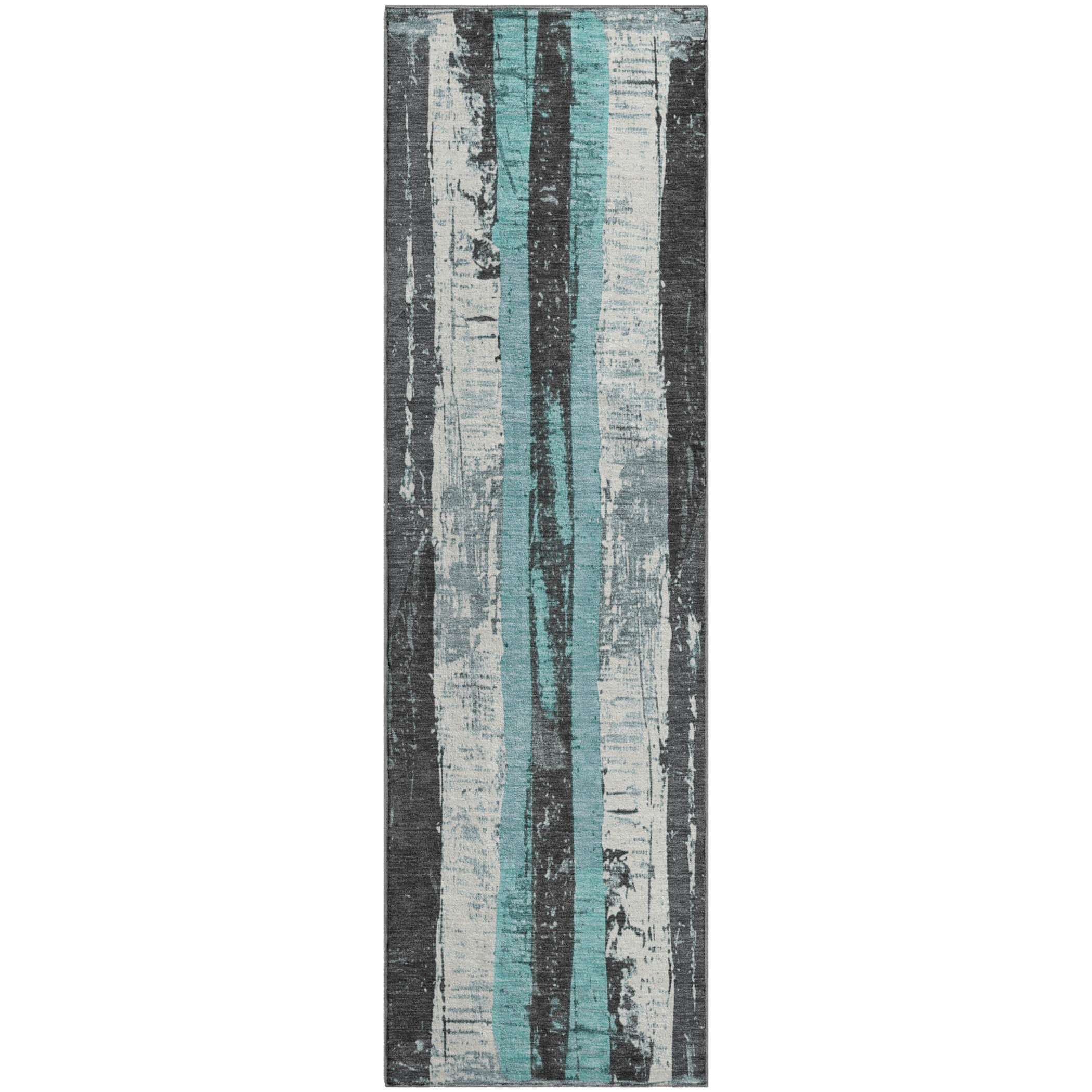 Florence Machine Washable Transitional Teal Rug 2'3" x 7'6" #shape_Runner