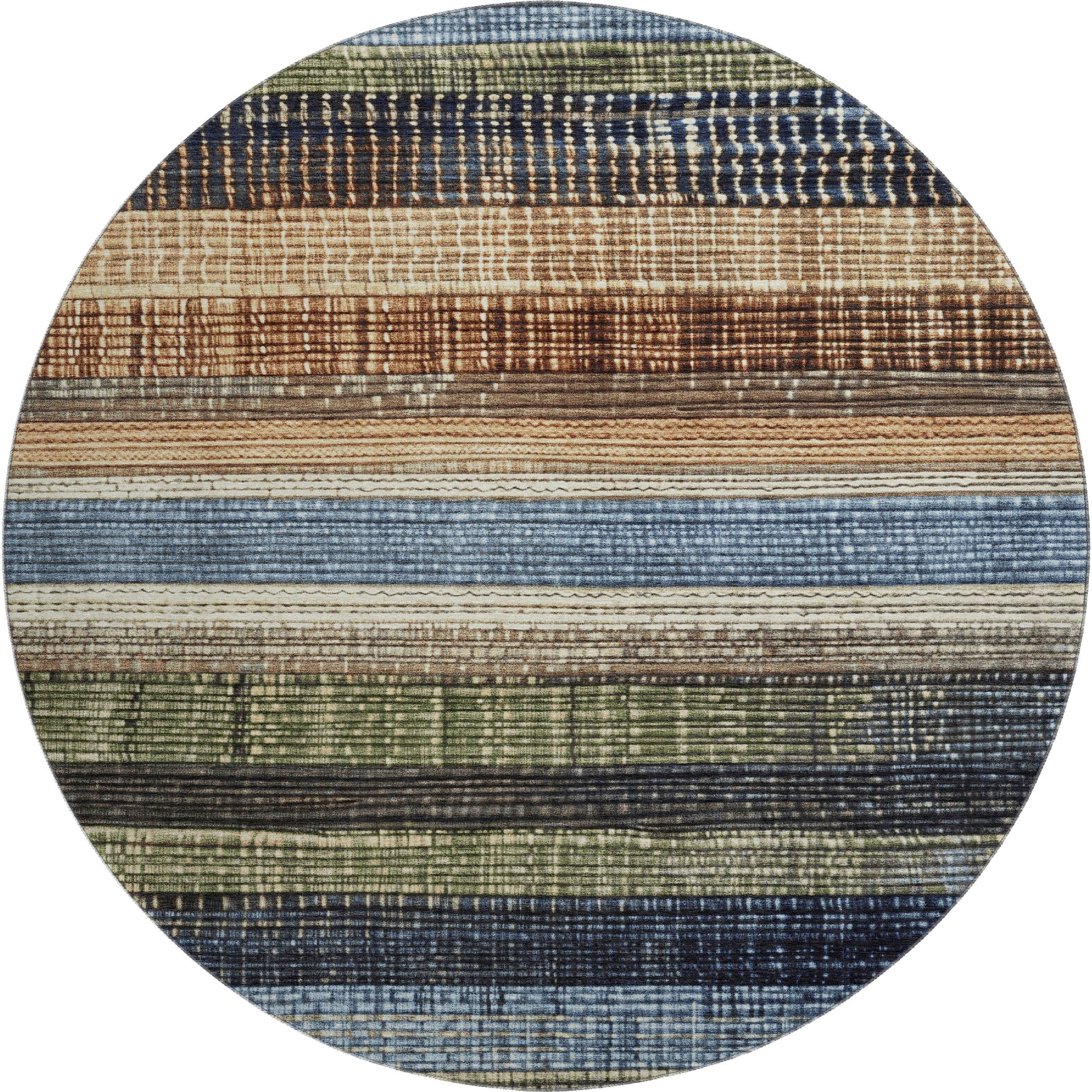 Montevideo Machine Washable Transitional Blue Rug 8' x 8' #shape_Round