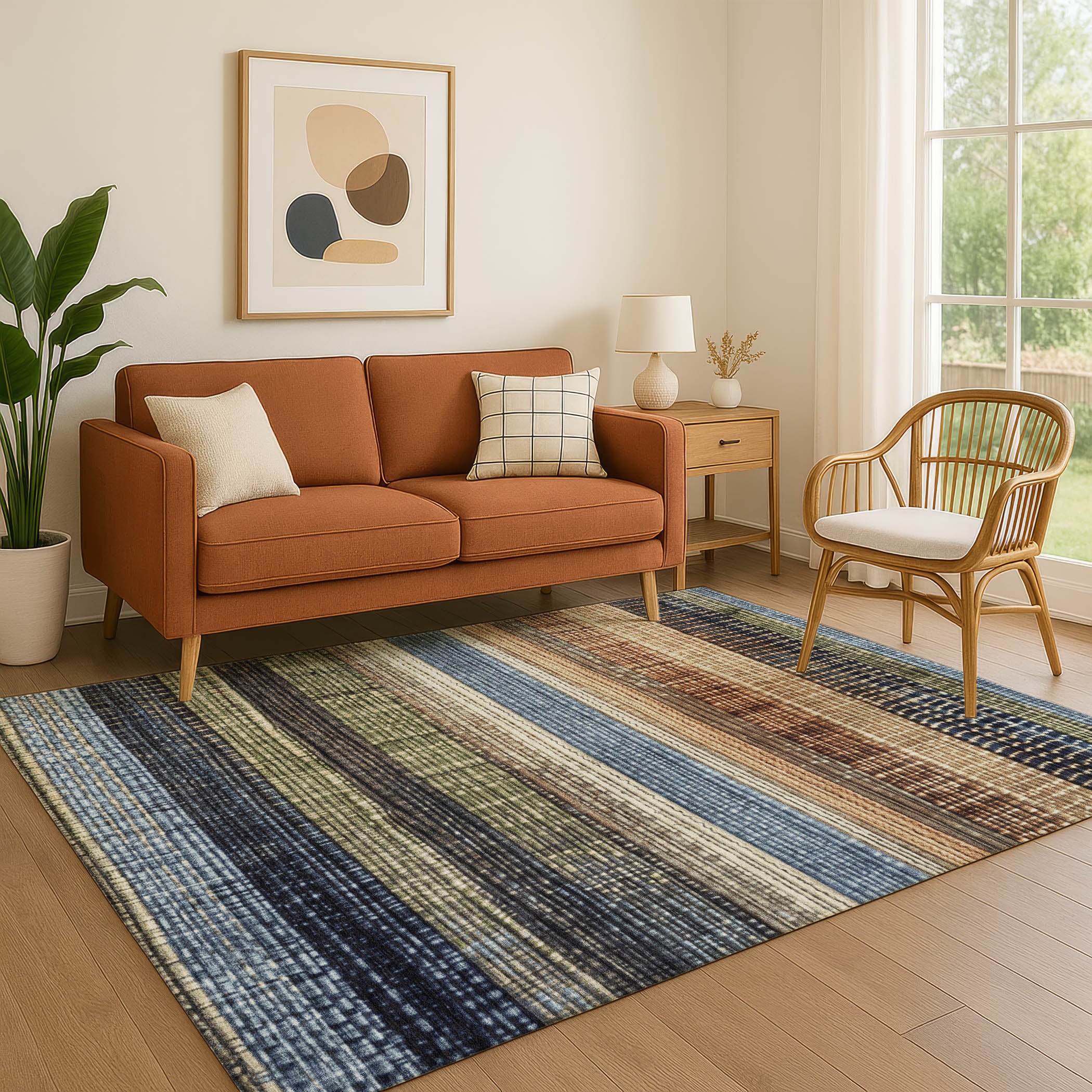 Montevideo Machine Washable Transitional Blue Rug 2'6" x 3'10" #shape_Rectangle