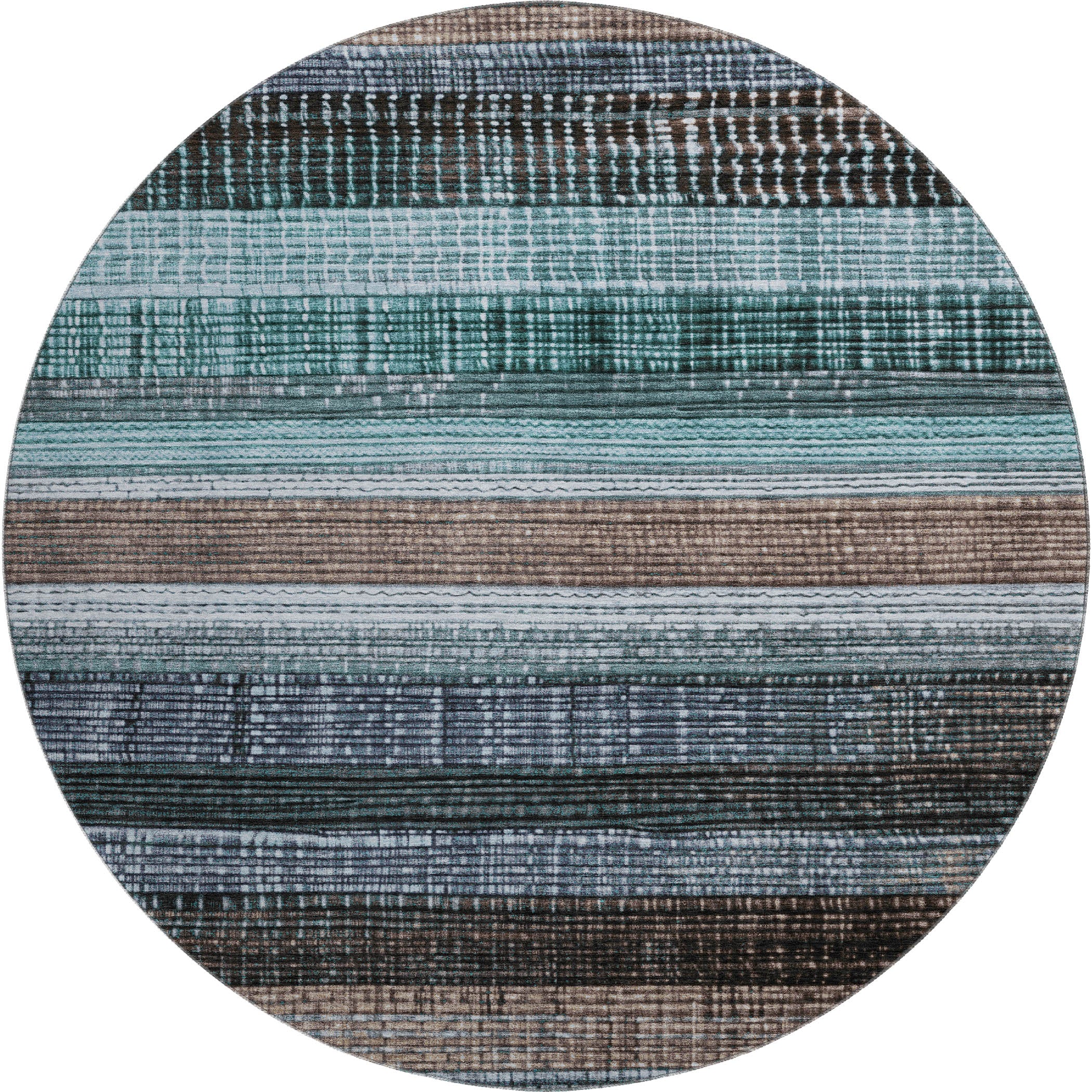 Montevideo Machine Washable Transitional Teal Rug 8' x 8' #shape_Round