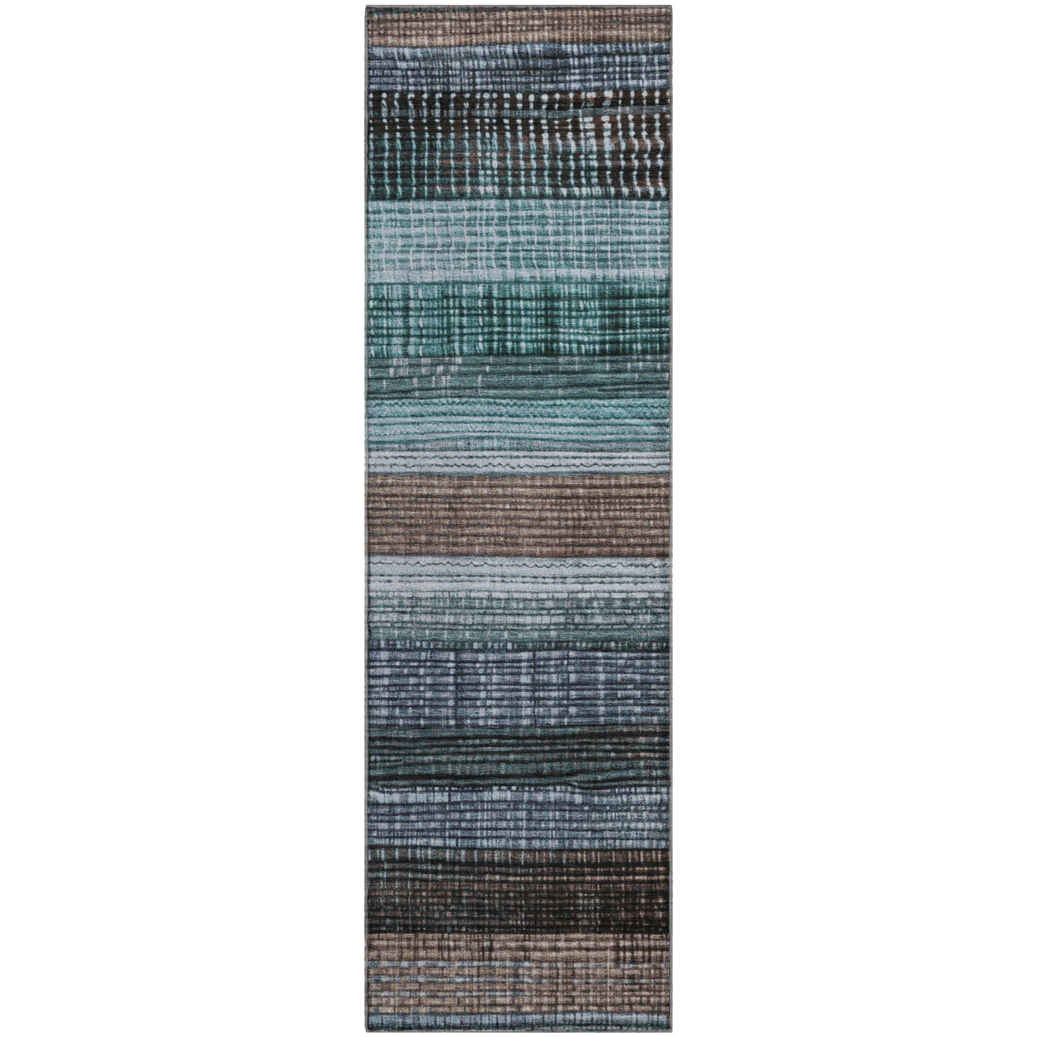 Montevideo Machine Washable Transitional Teal Rug 2'3" x 7'6" #shape_Runner