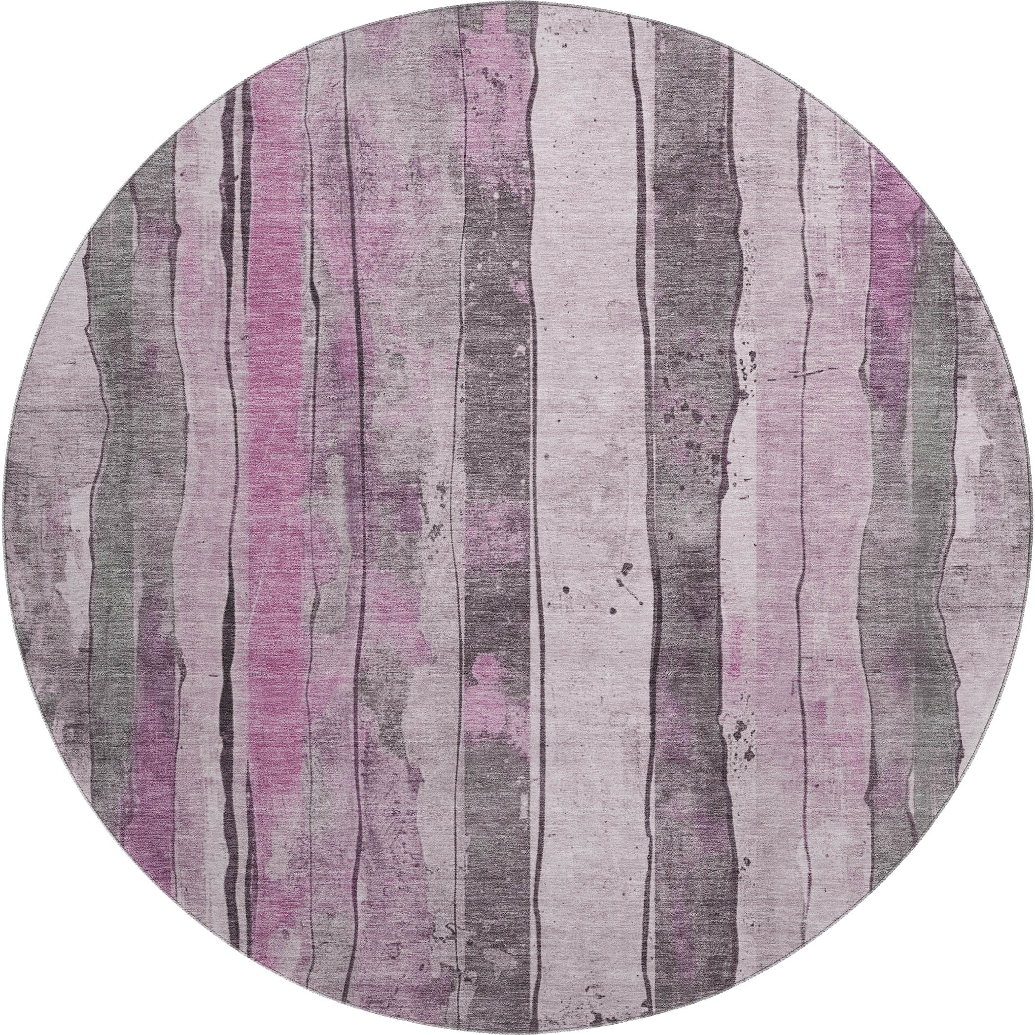 Dublin Machine Washable Transitional Pink Rug 8' x 8' #shape_Round