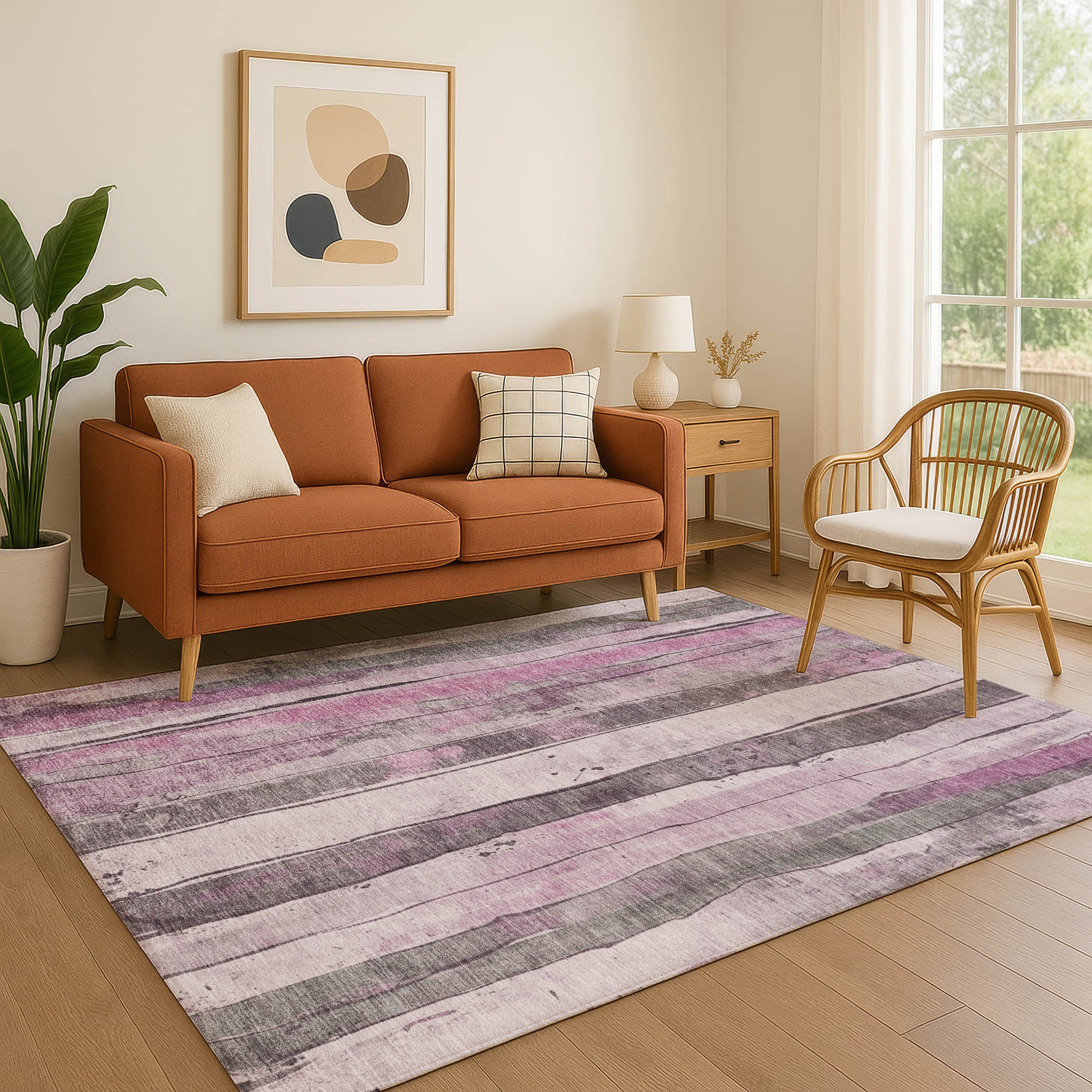 Dublin Machine Washable Transitional Pink Rug 2'6" x 3'10" #shape_Rectangle