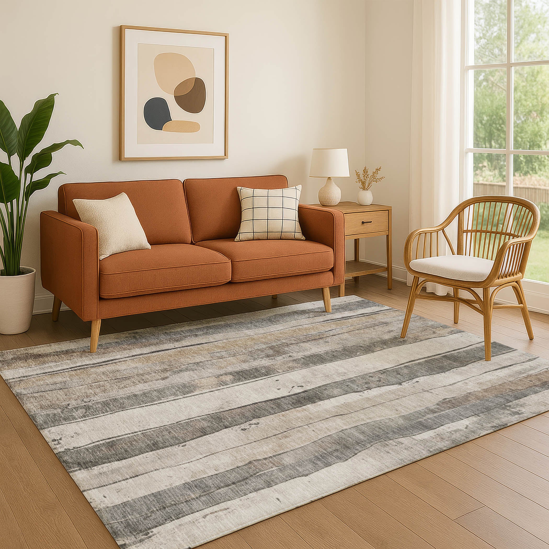 Dublin Machine Washable Transitional Putty Ivory Rug 2'6" x 3'10" #shape_Rectangle