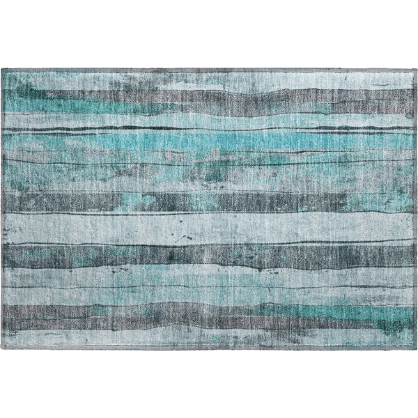 Dublin Machine Washable Transitional Teal Rug 1'8" x 2'6"