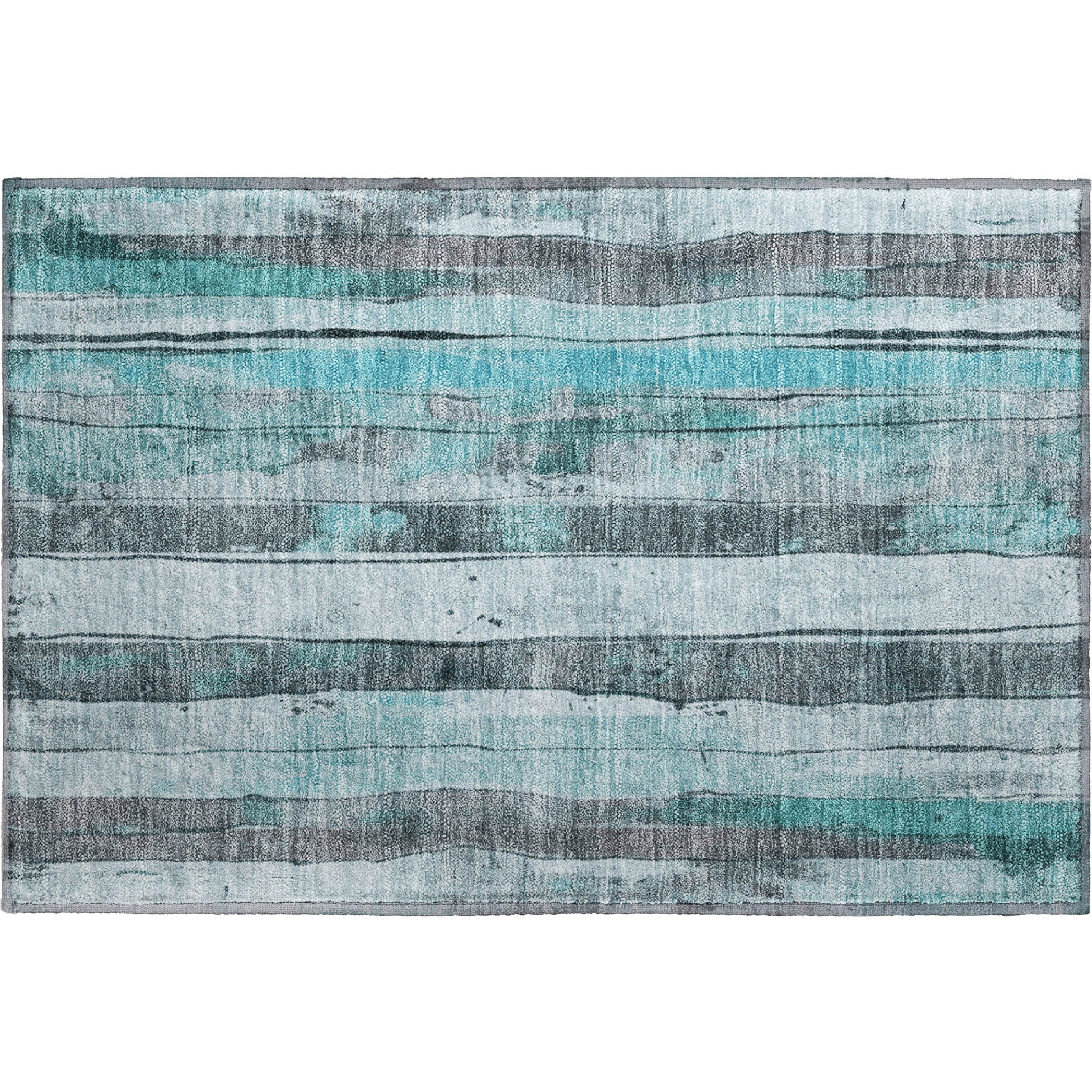 Dublin Machine Washable Transitional Teal Rug 1'8" x 2'6" #shape_Rectangle